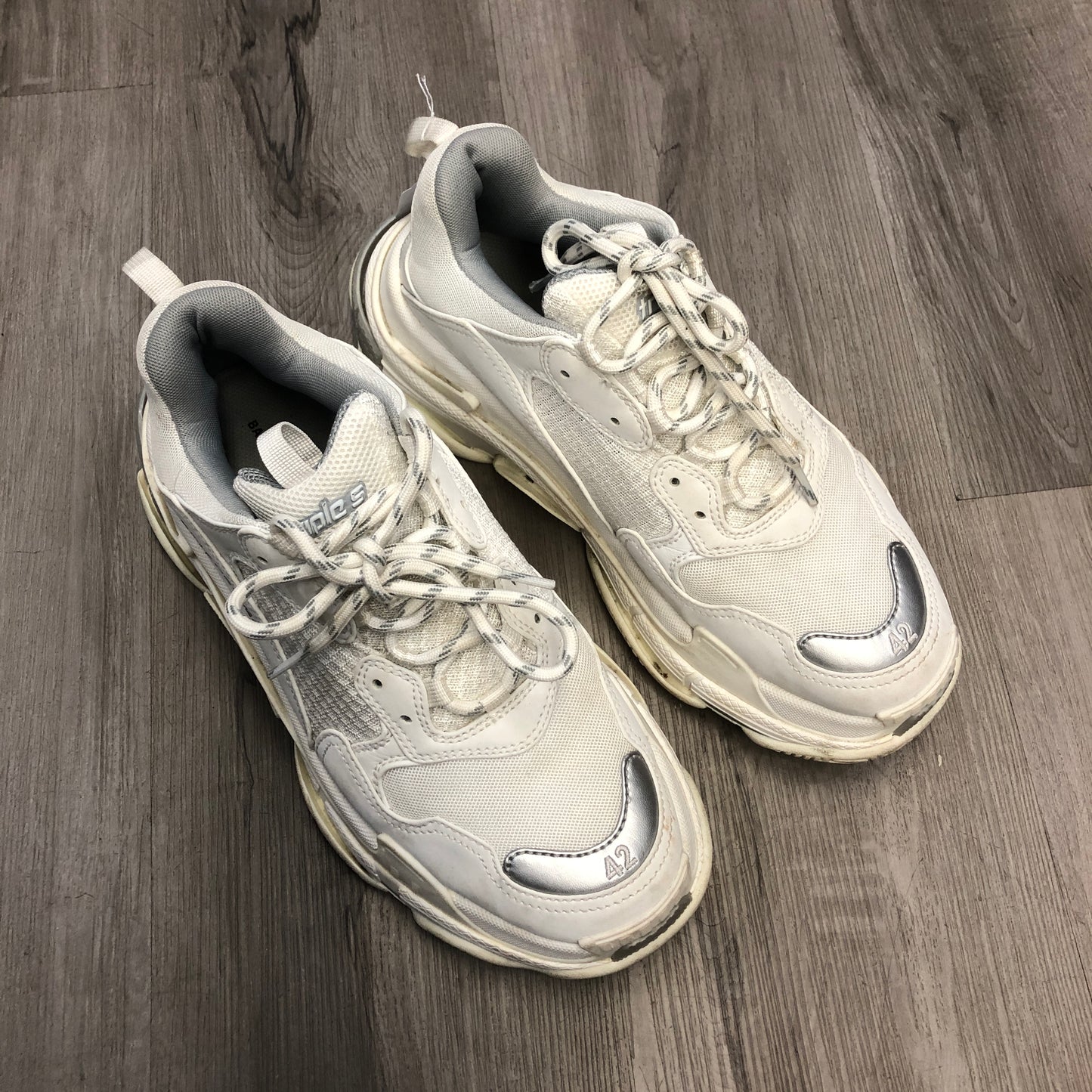 Balenciaga Unisex Triple S Mesh Leather Chunky Dad Sneaker Shoes 42 White