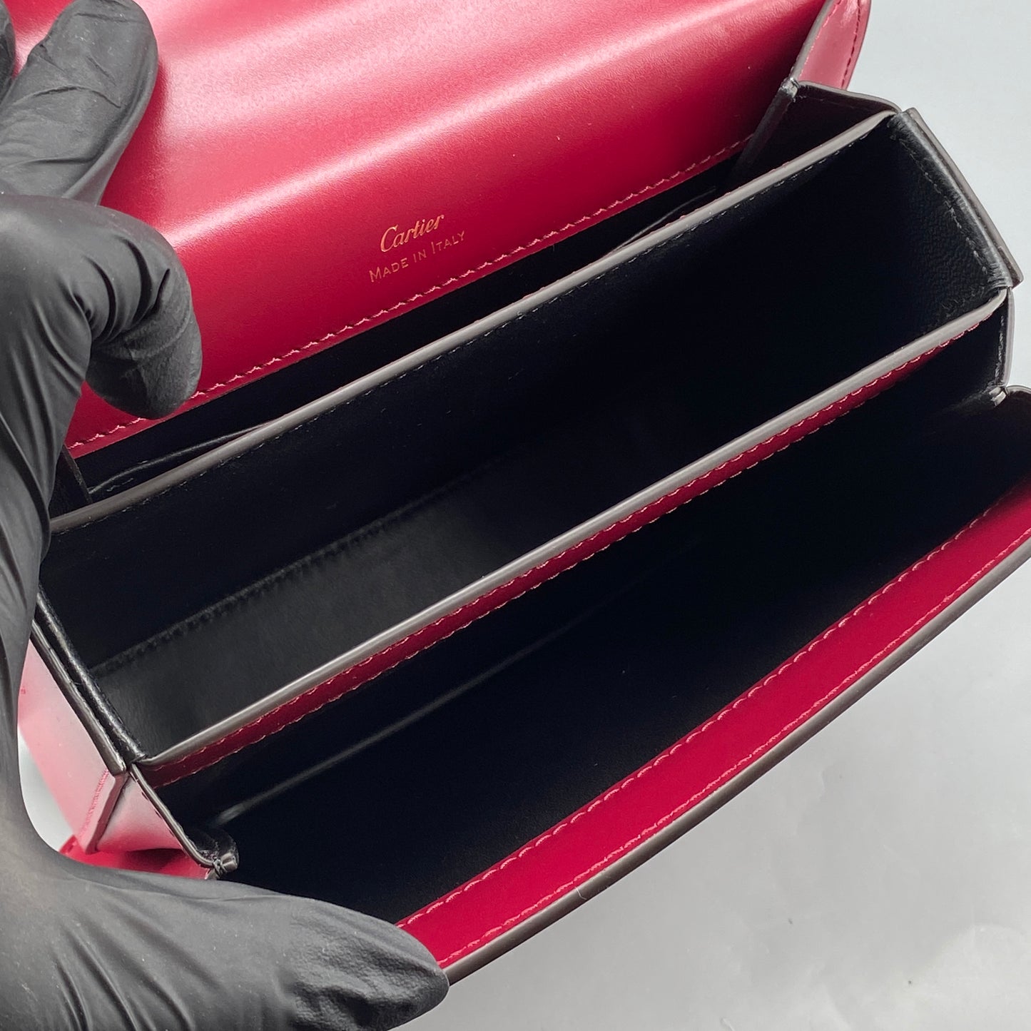 Cartier Red Smooth Leather Flap Crossbody Bag