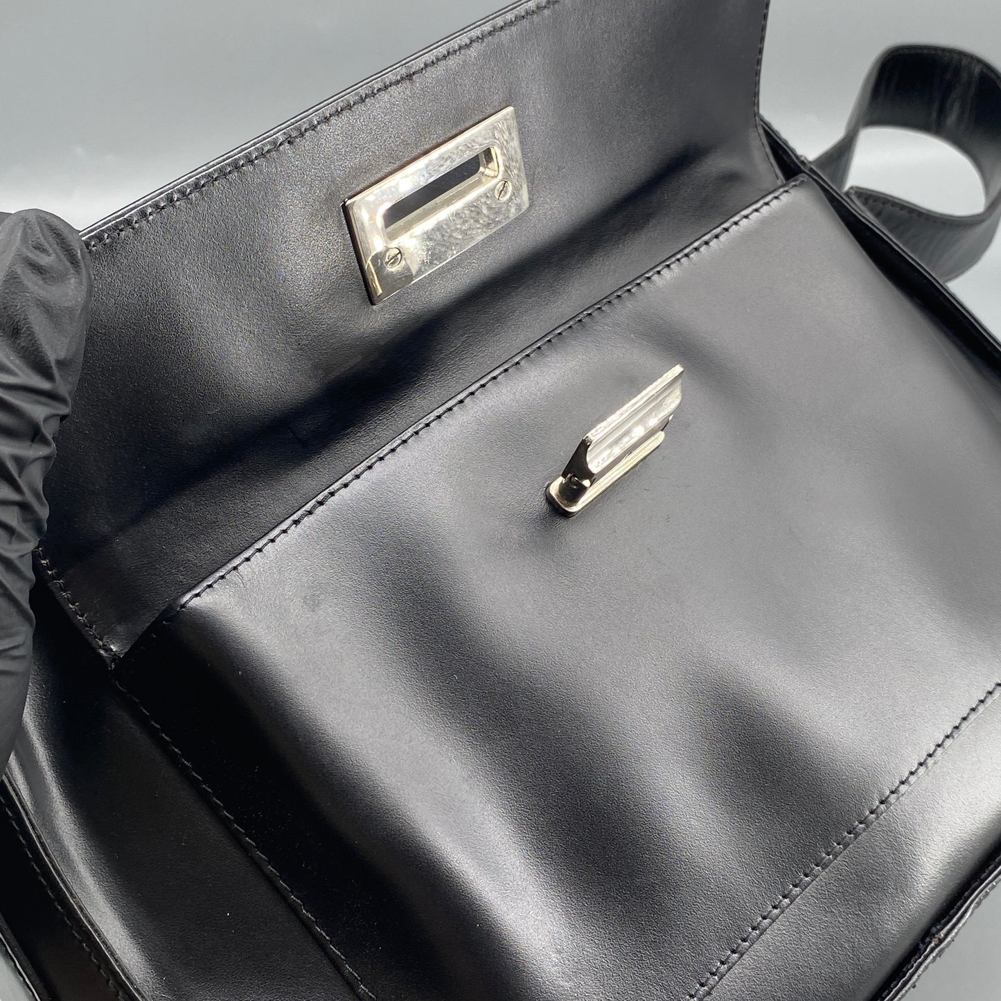 Yves Saint Laurent Black Smooth Leather Square Flap Shoulder Camera Bag
