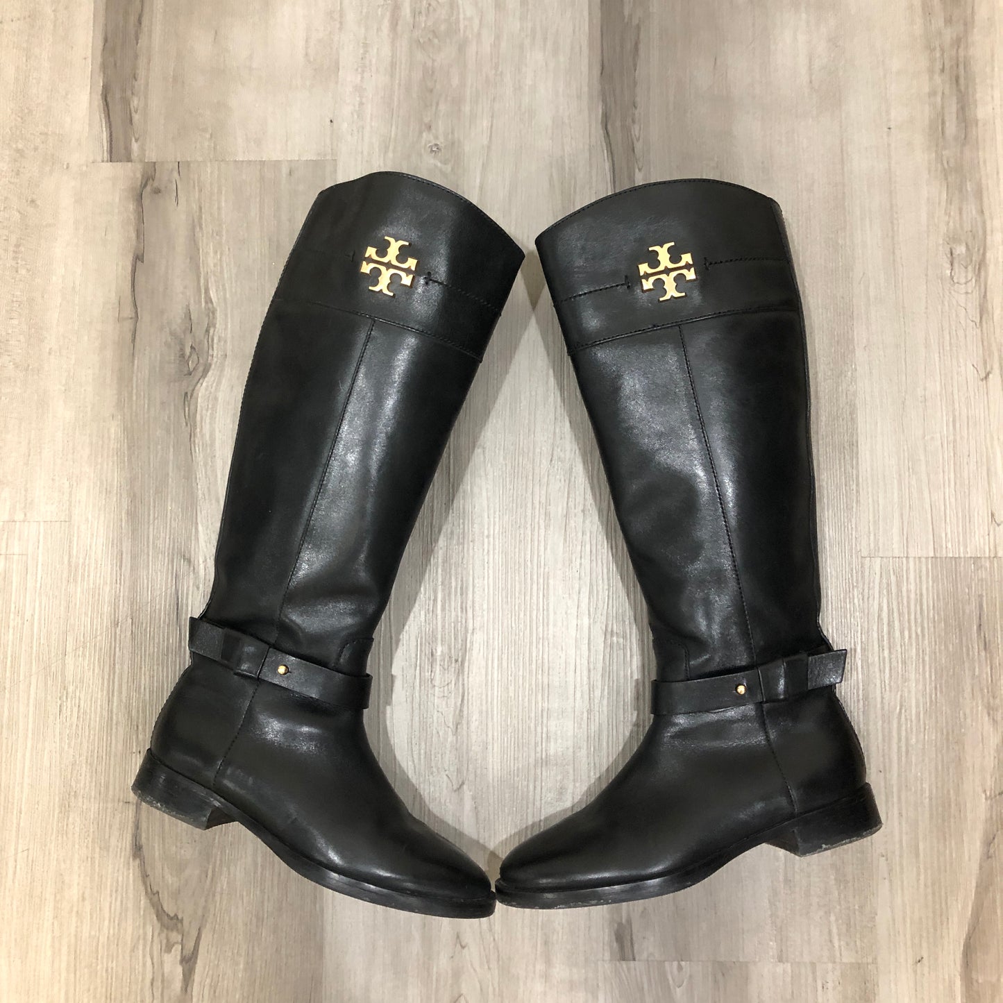 Tory Burch Women's Leather Knee-High Riding Boots Size 5.5M Black