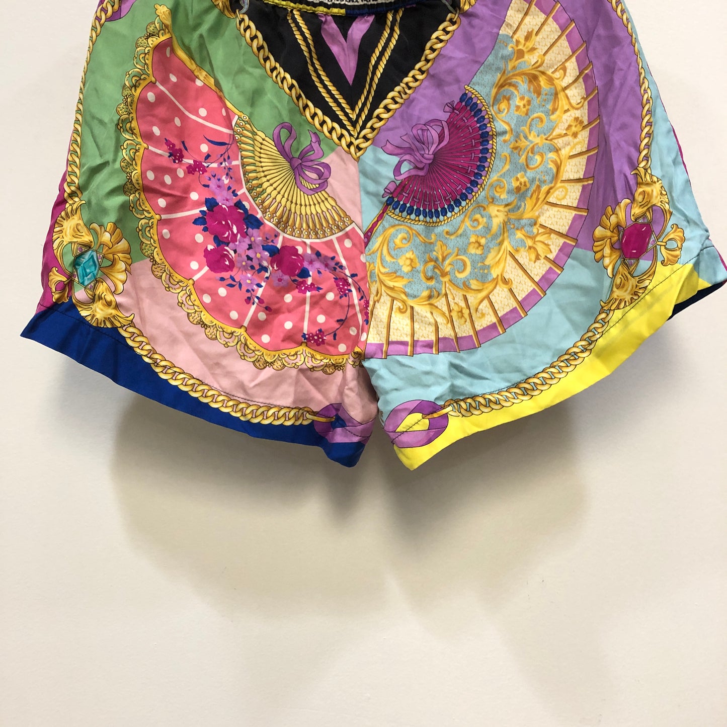 Versace Multicolor Barocco Print Silk Shorts Size 46