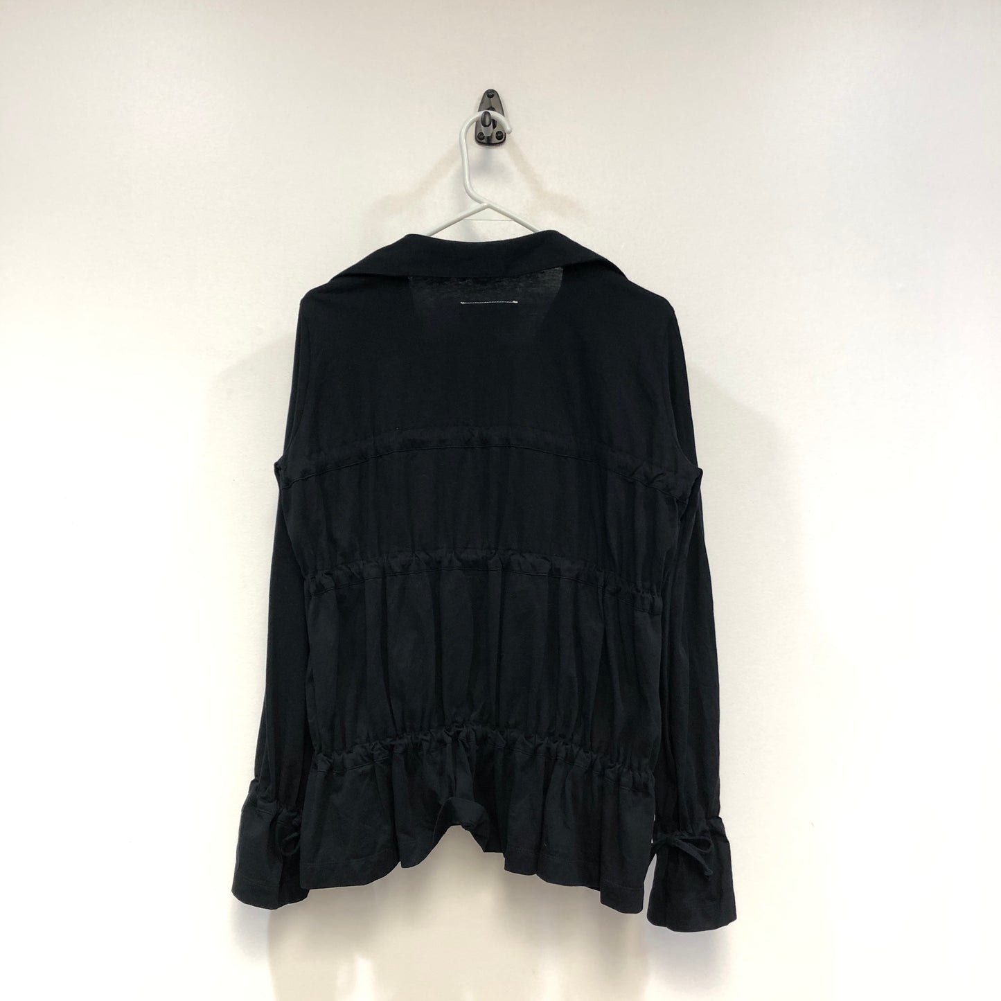 Maison Margiela Black Ruched Long Sleeve Blouse Size XS