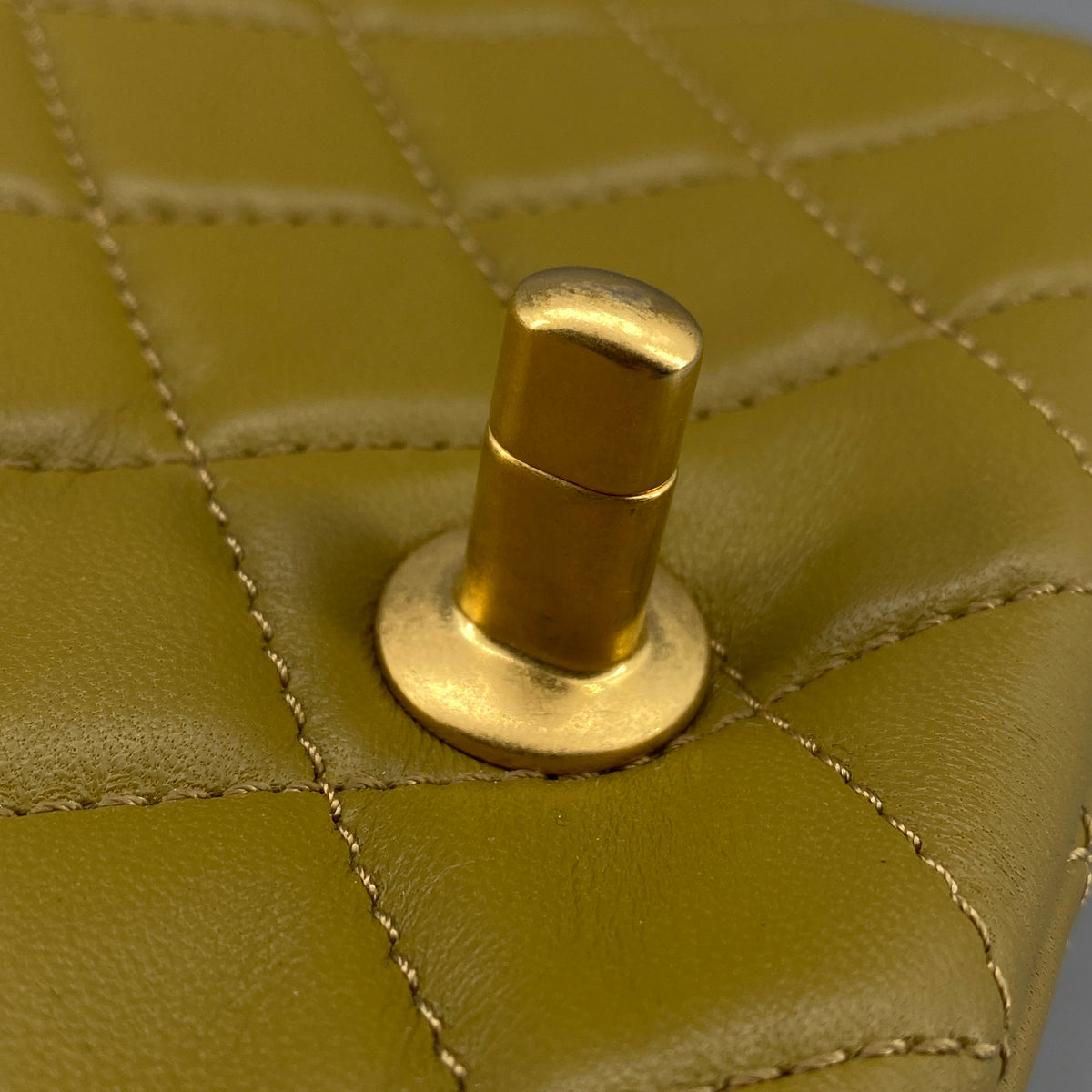 Chanel Olive Green Quilted  Lambskin Ball Charm Flap Bag