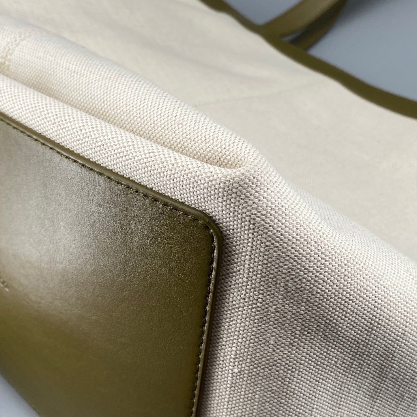 Bottega Veneta Olive Canvas Intrecciato Leather Tote Bag