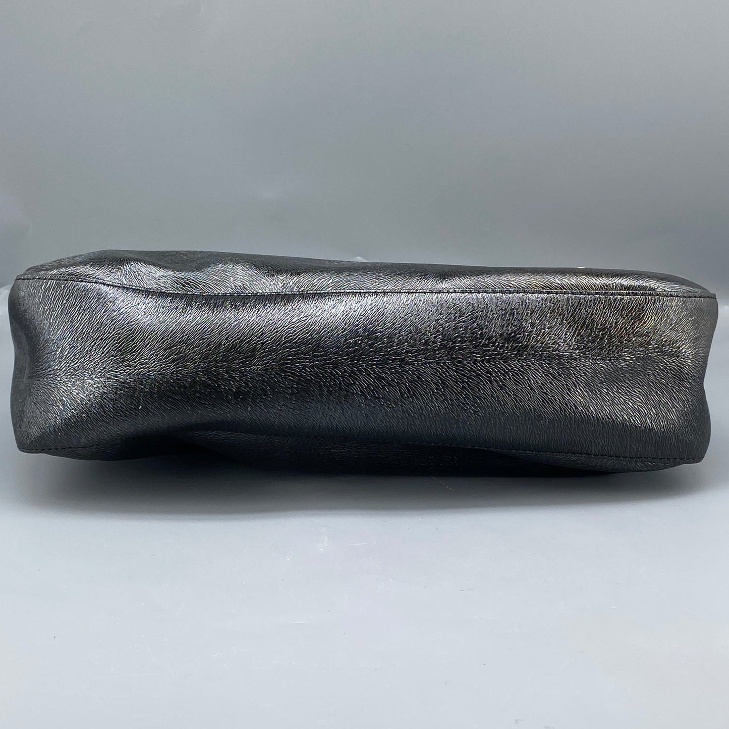 Giovanni Valentino Metallic Silver Leather Hobo Shoulder Bag