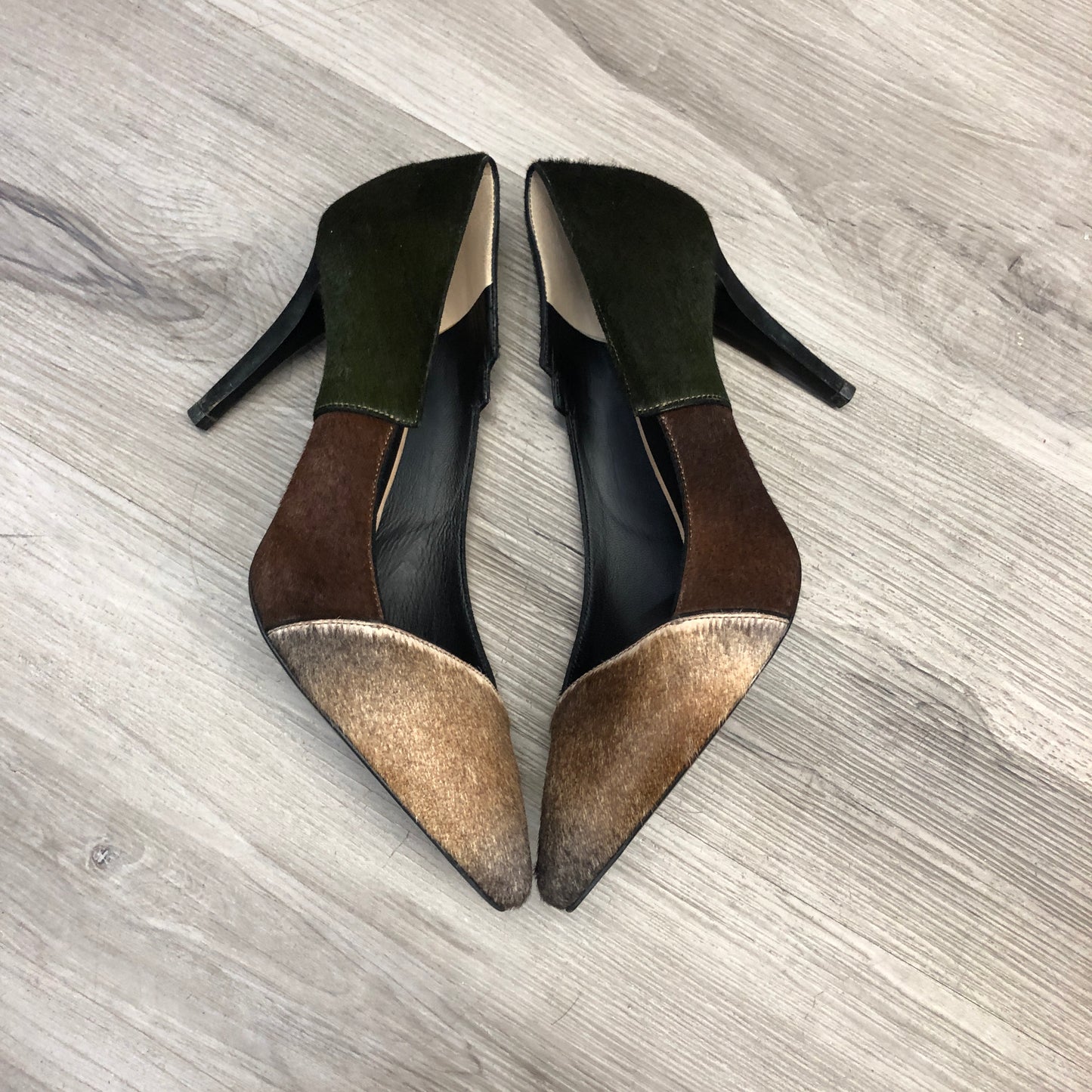 Fendi Women's Brown/Black Two-Tone Pointed Toe Kitten Heels Size 36.5