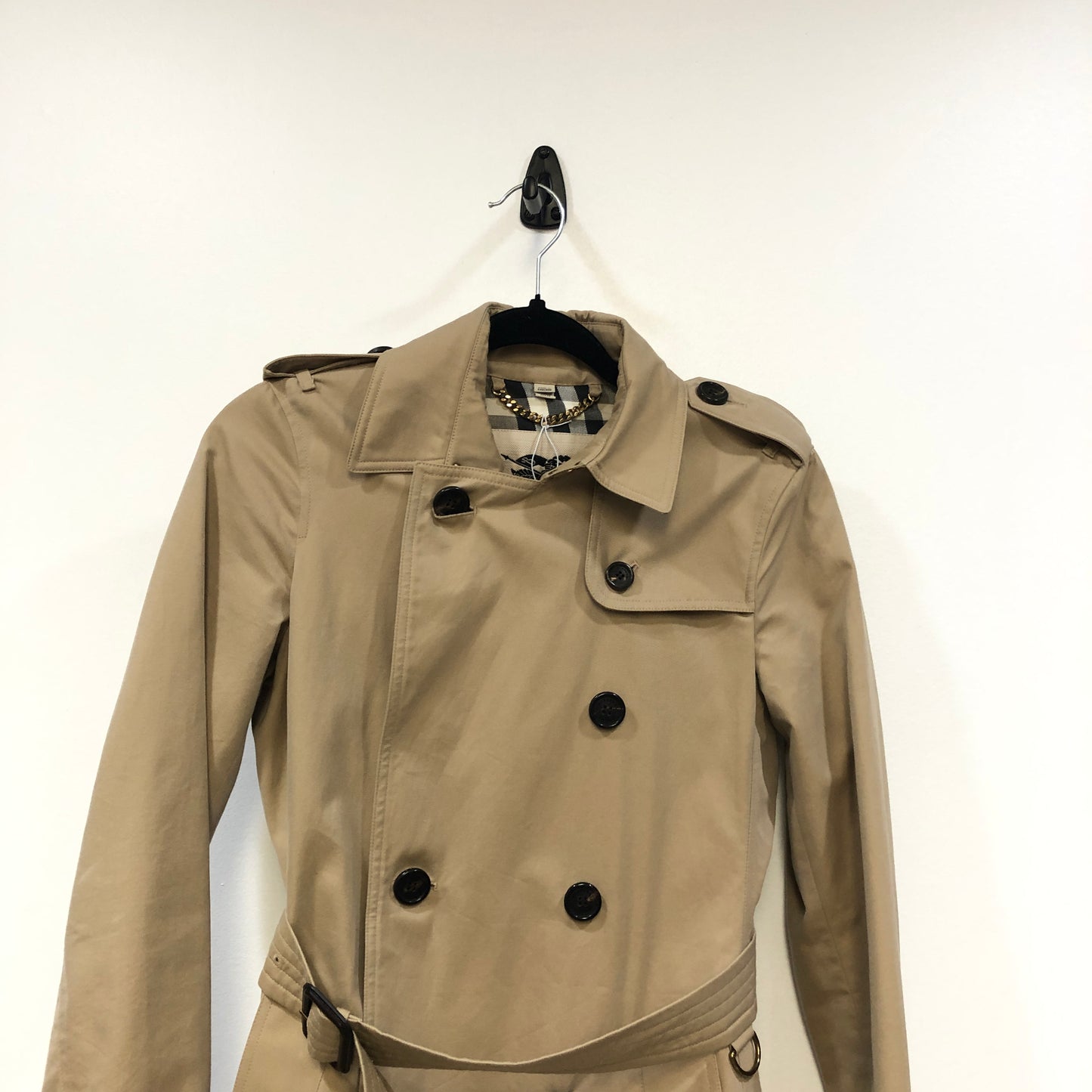 Burberry Tan Double Breasted Mid-Length Trench Coat Size 4