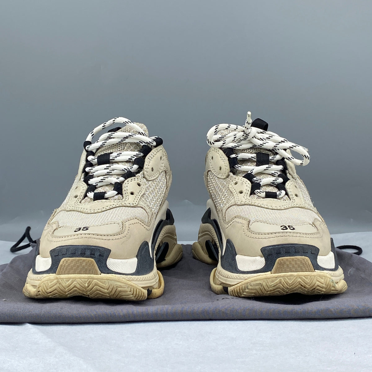 Balenciaga Triple S Beige Women's Chunky Sneakers shoes Size 35