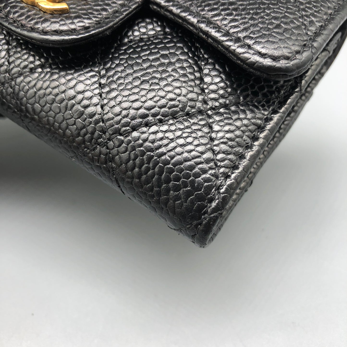 Chanel Classic Caviar Quilted Flap Card Holder Wallet Black