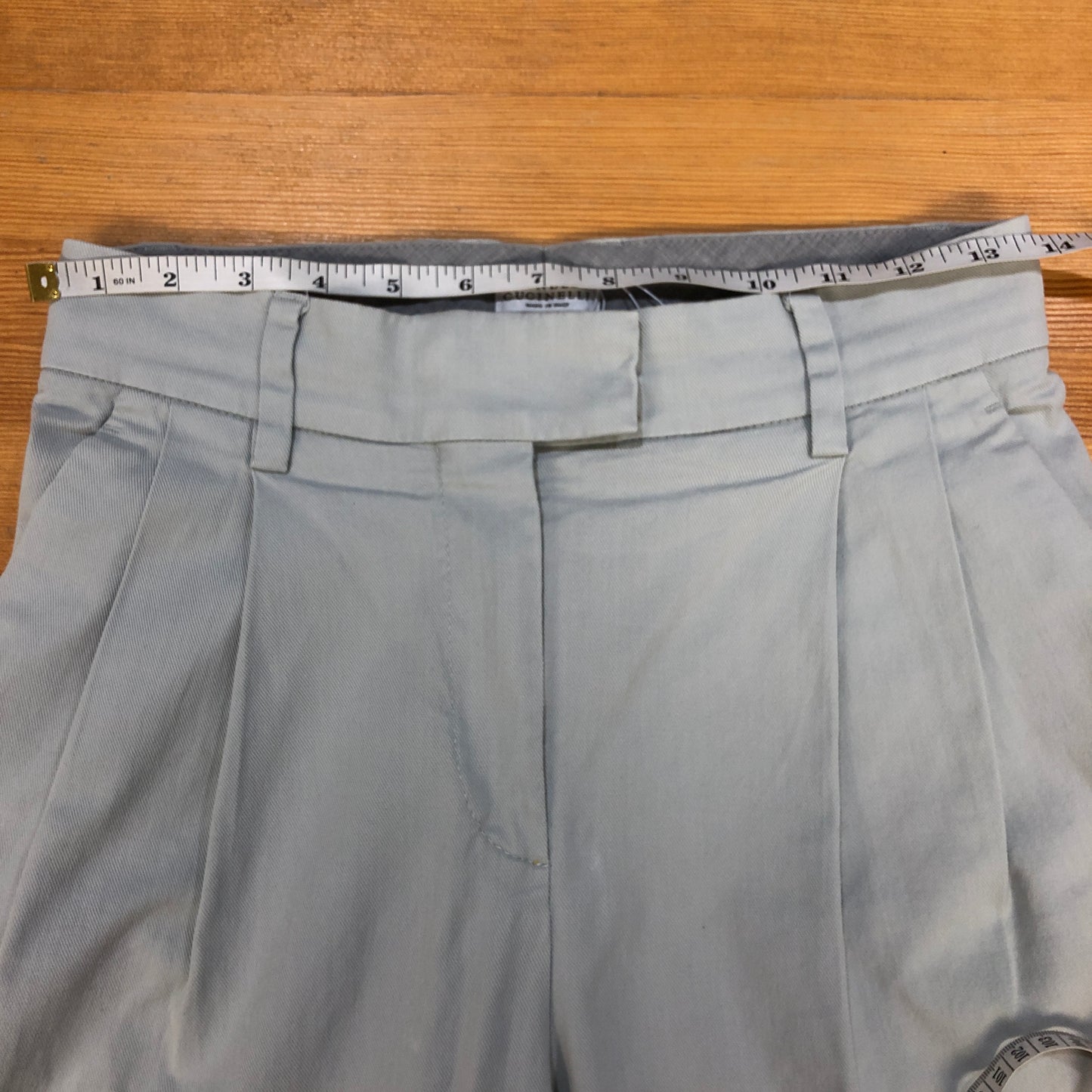 Brunello Cucinelli Light Blue Pleated Cropped Trousers Size 38