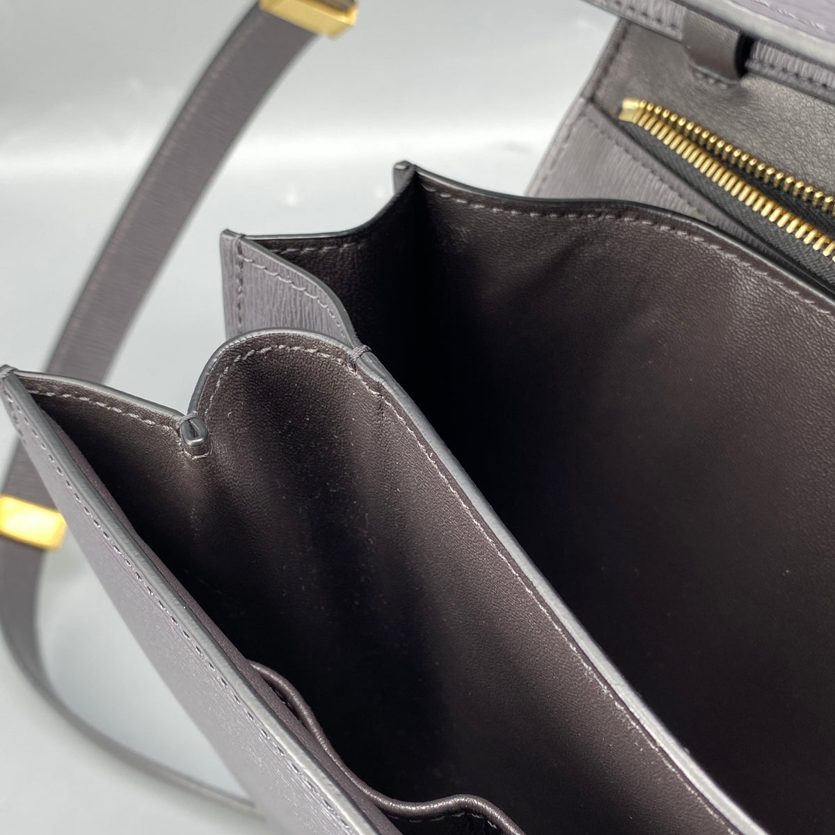 Celine Medium Liege Calfskin Classic Box Bag Deep Grey