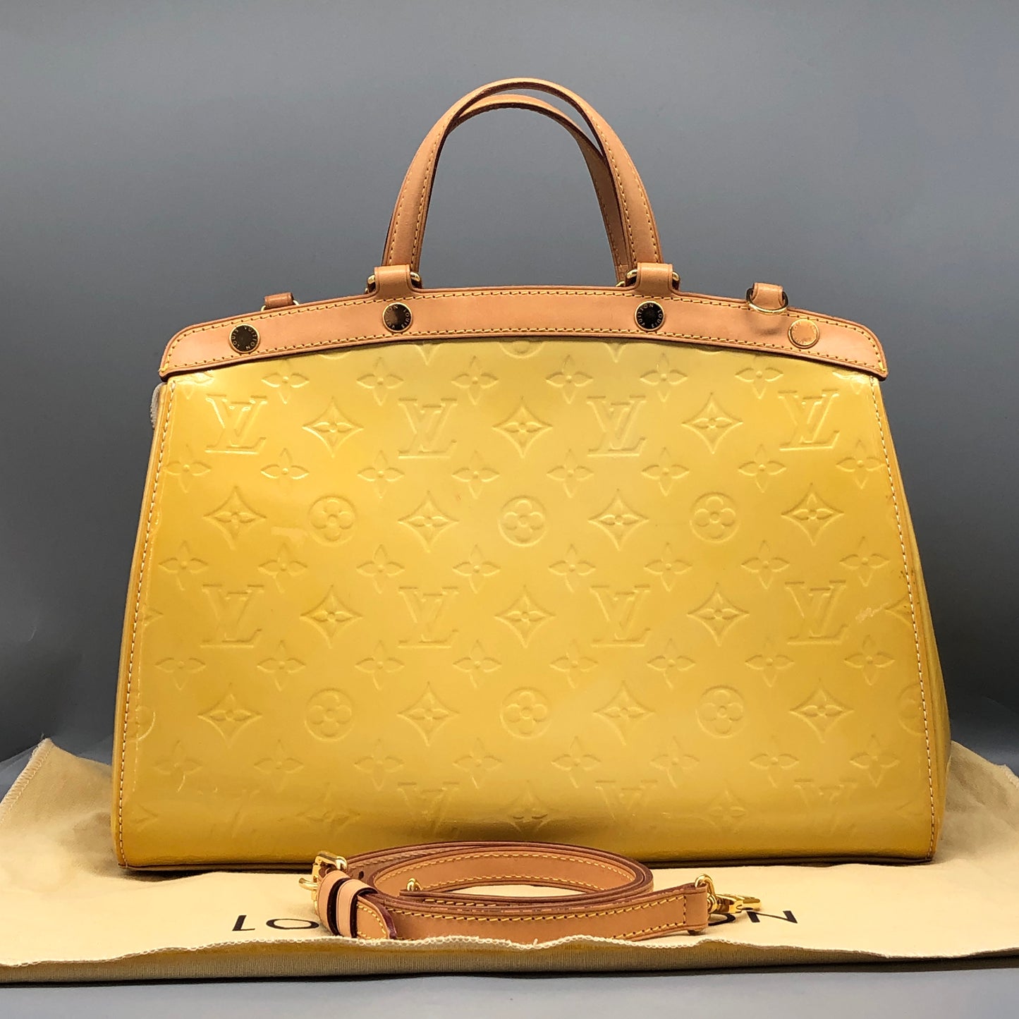 Louis Vuitton Monogram Vernis Brea Patent Leather Yellow Bag