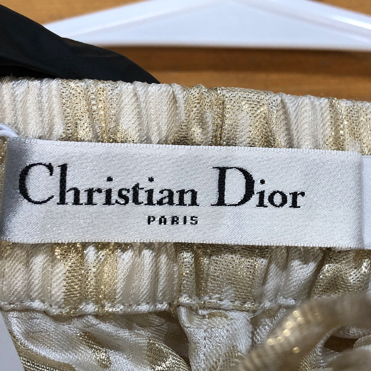Christian Dior Gold & Beige Two Piece Shirt Wide Leg Pant Set