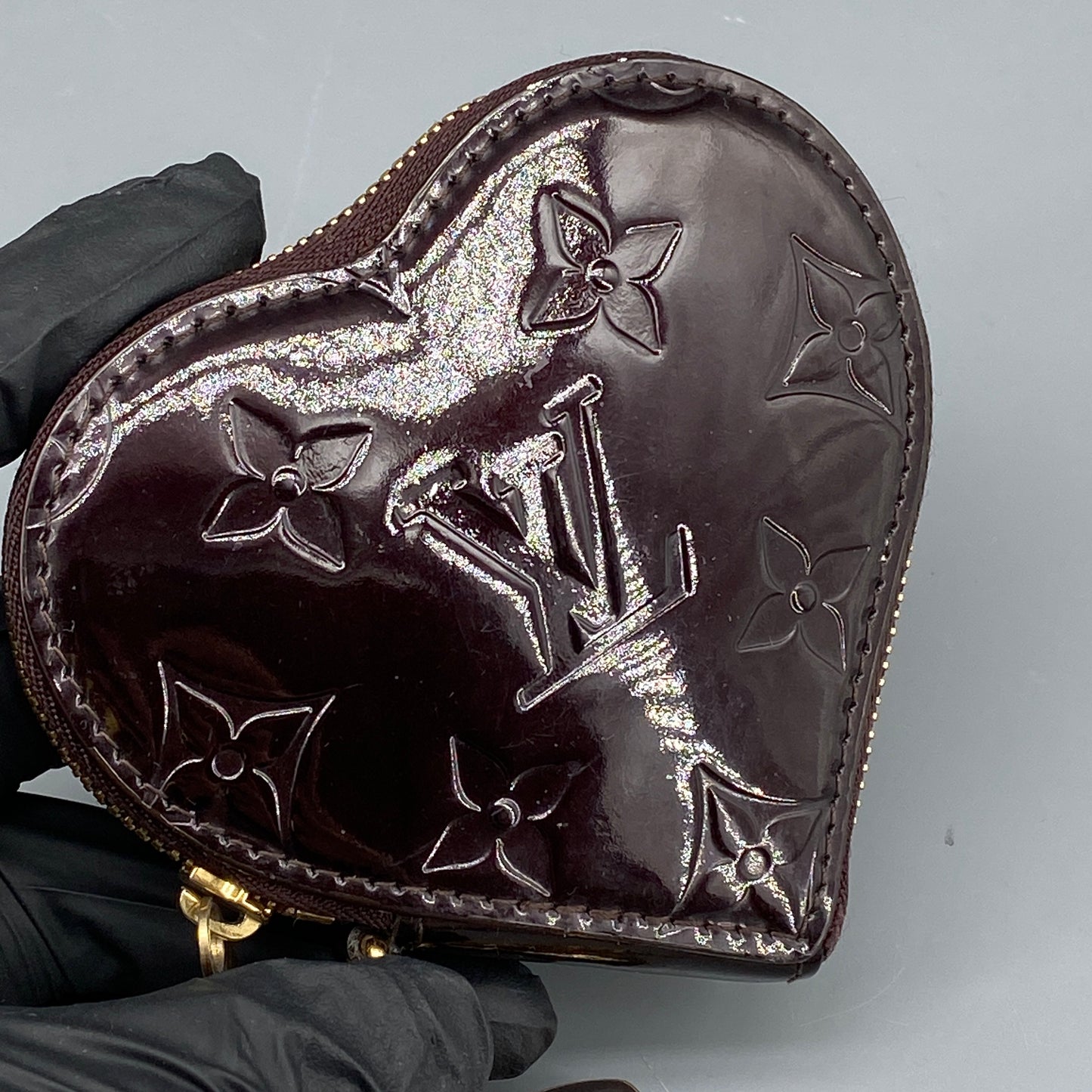 Louis Vuitton Deep Purple Monogram Vernis Heart Zip Coin Purse