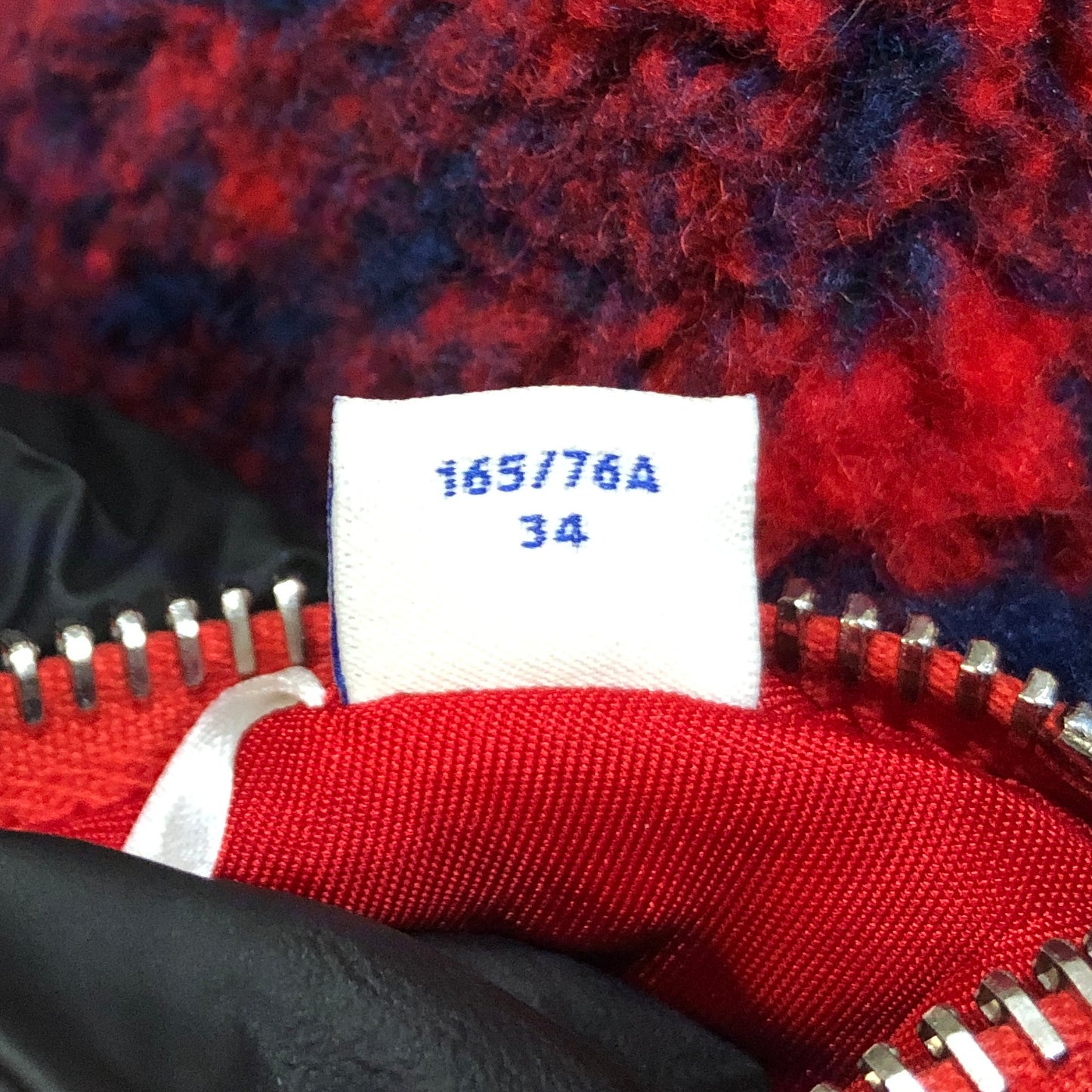 Burberry Navy & Hot Red Floral Fleece Full-Zip Stand Collar Jacket Size 2