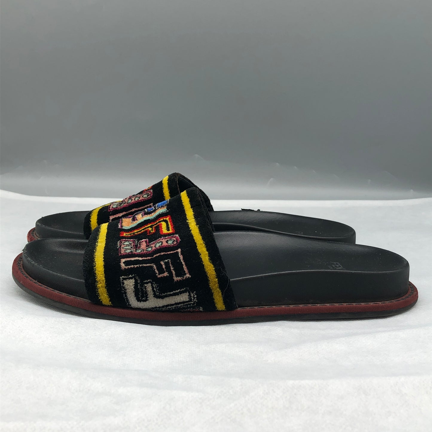 Fendi FF Logo Slides Women's Size 38.5 Black