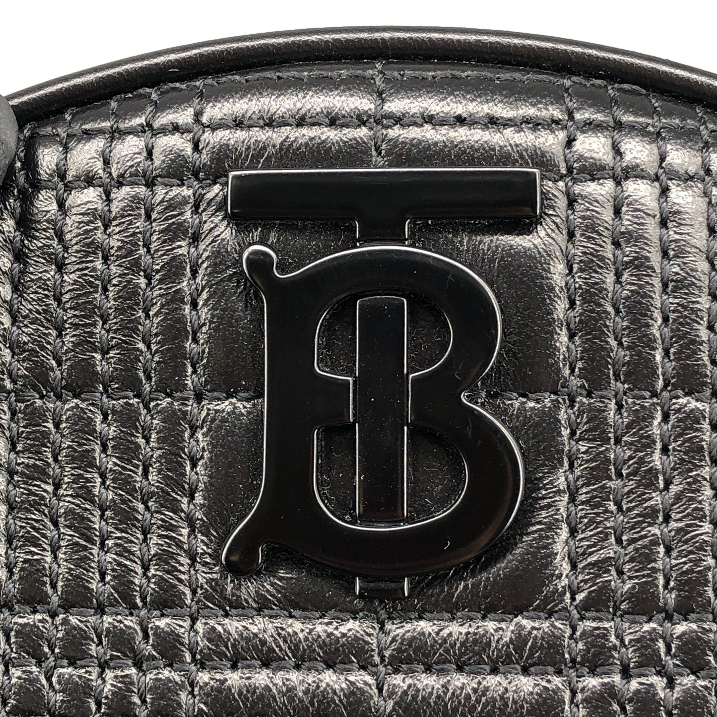 Burberry Quilted TB Leather Round Crossbody Bag Black