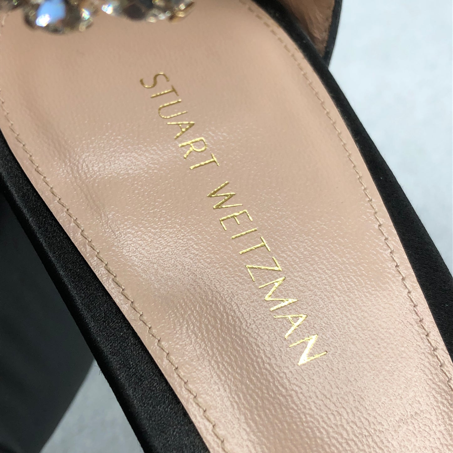 Stuart Weitzman Women's Crystal Tassel Ankle Strap Sandals Black Size 6