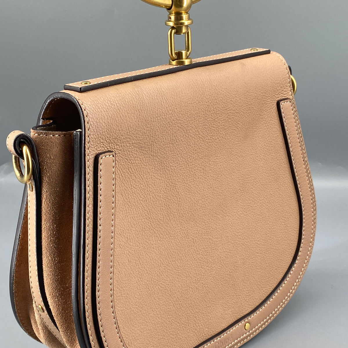 Chloe Nile Ring Crossbody Bag Nude Leather