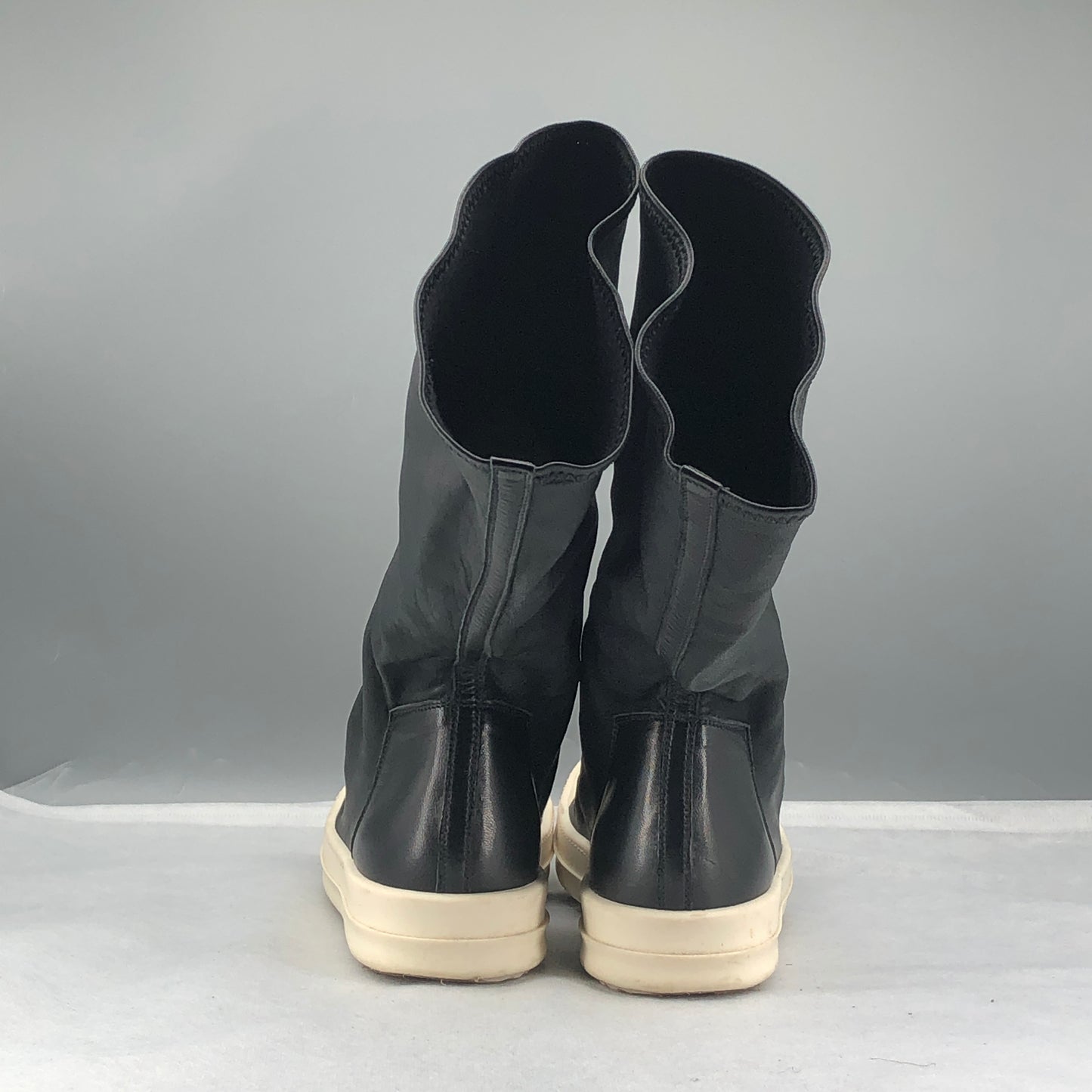 Rick Owens Women's Stretch Leather Thigh High Sneaker Boots Size 37.5 Black