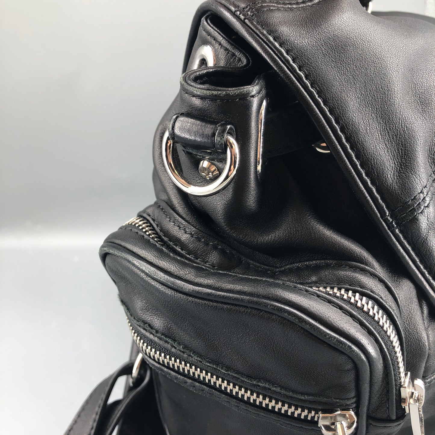 Alexander Wang Marti Backpack Washed Black Lambskin Rhodium Hardware