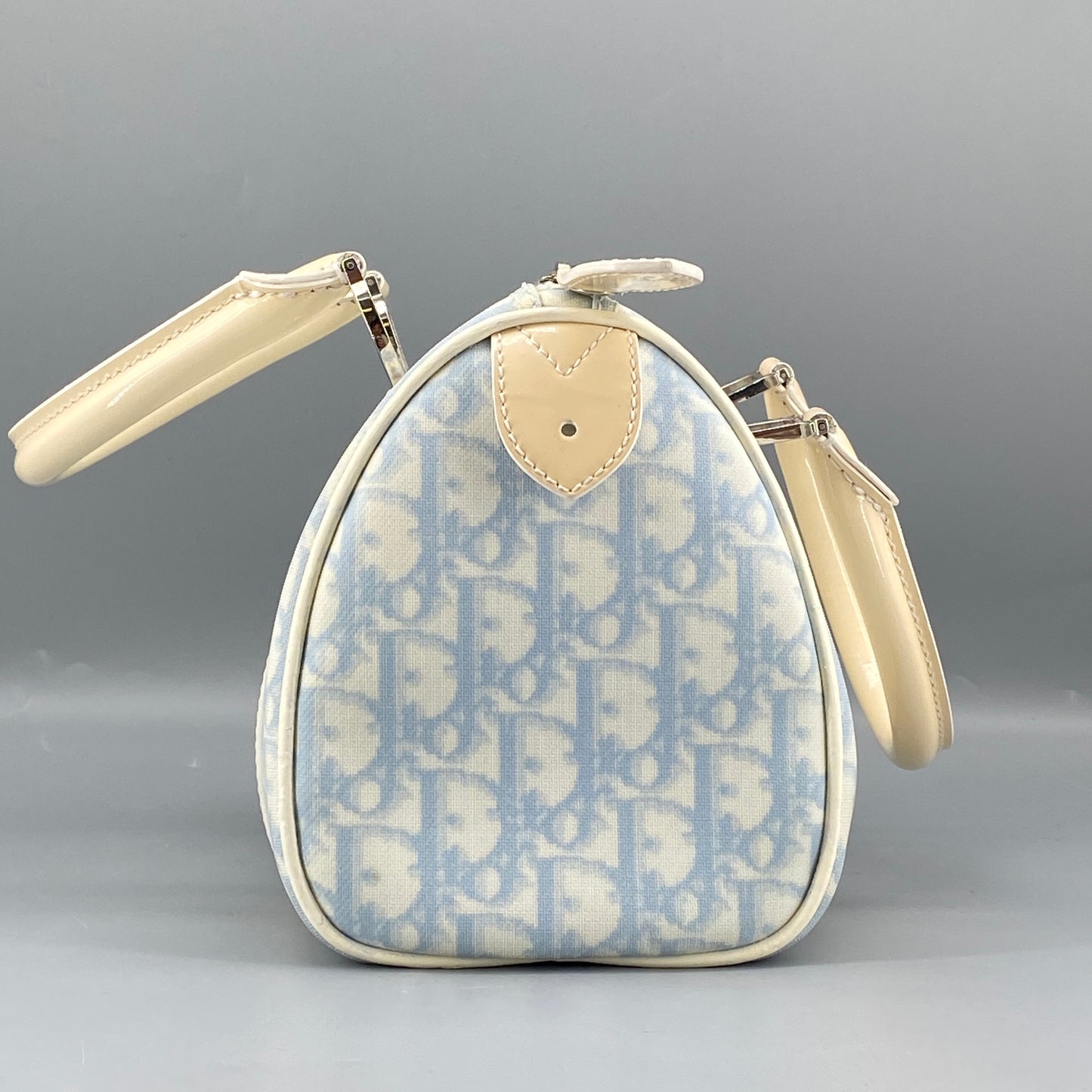 Christian Dior Vintage Oblique Boston Handbag cream/blue
