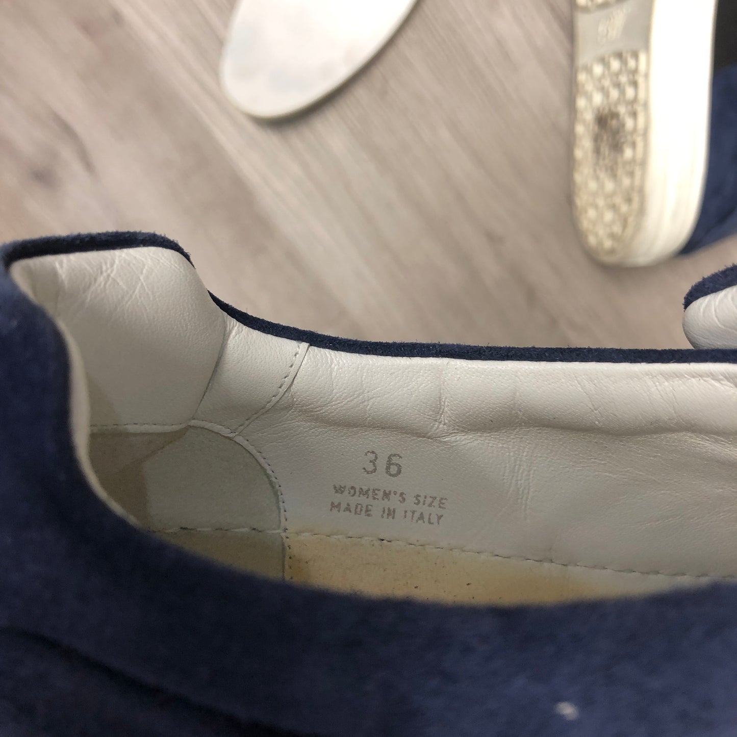 Roger Vivier Women's Navy Suede Sneakers with Crystal Buckle Size 36