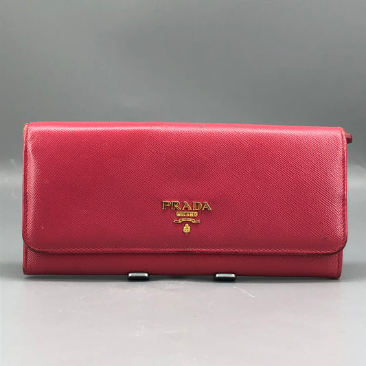 Prada Hot Pink Saffiano Leather Long Wallet