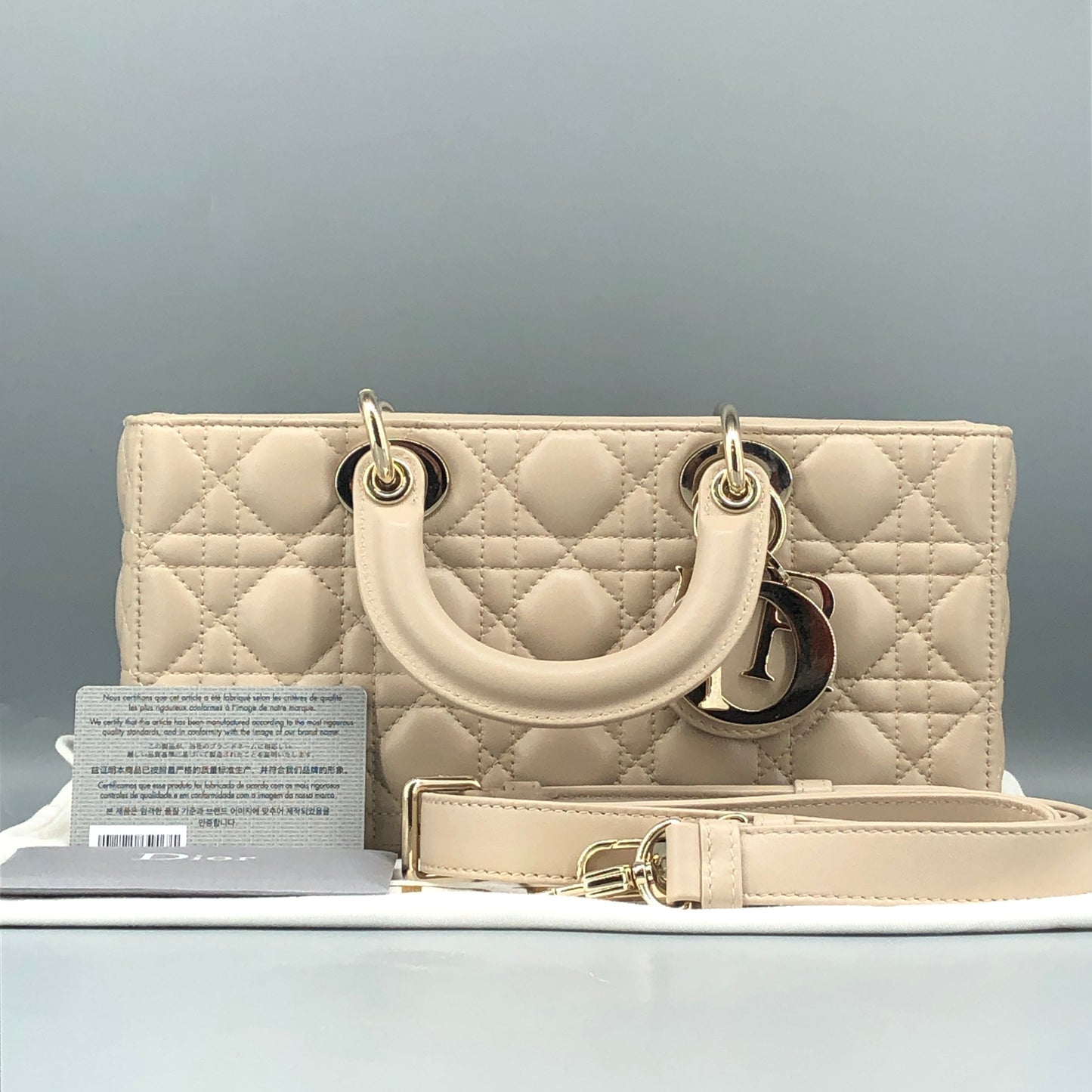 Christian Dior Lady Dior Horizontal Medium Cannage Leather Handbag Dusty Pink