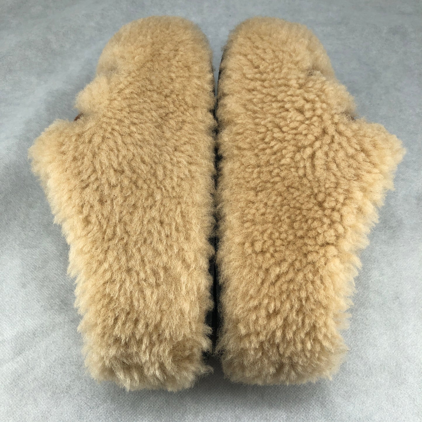Celine Women's Triomphe Shearling Slide Mules Size 37 Beige
