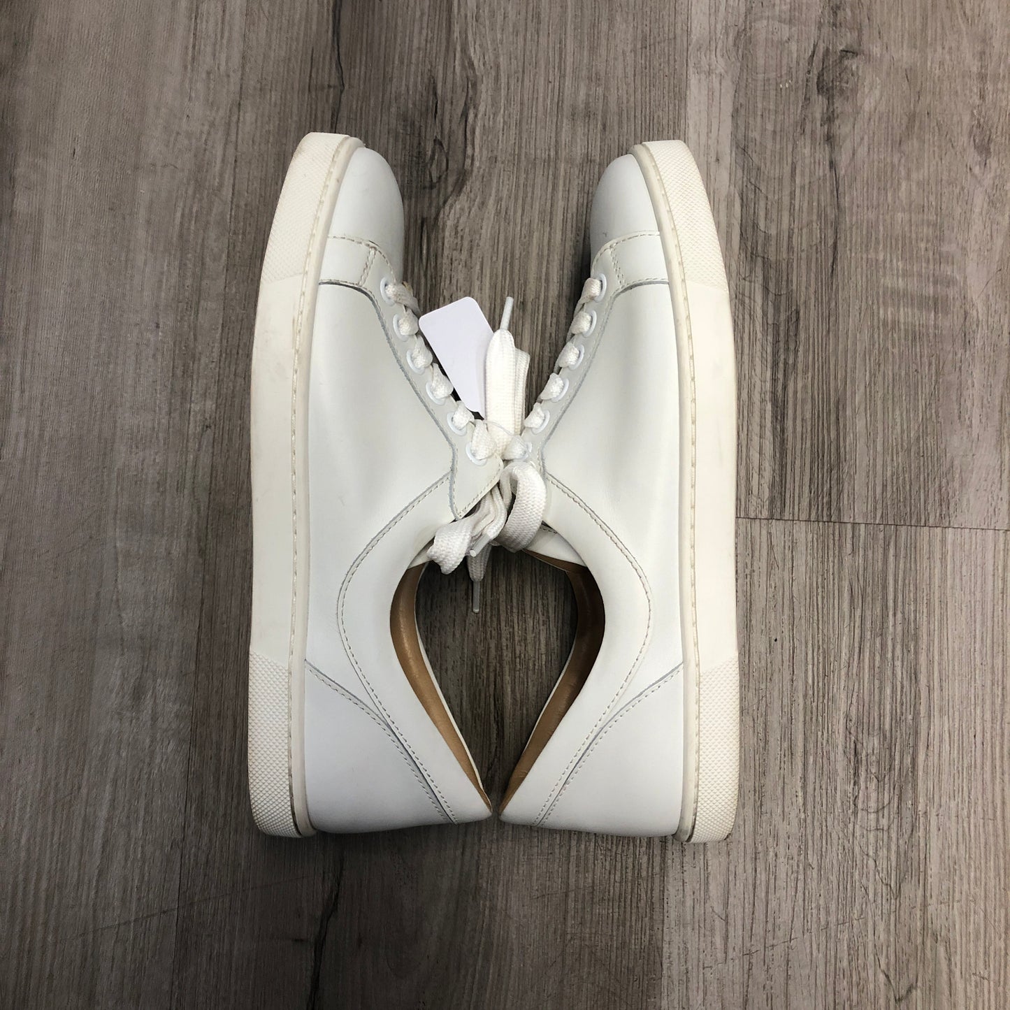 Christian Louboutin Women's White Calfskin Low Top Lace Up Sneaker Shoes 35.5