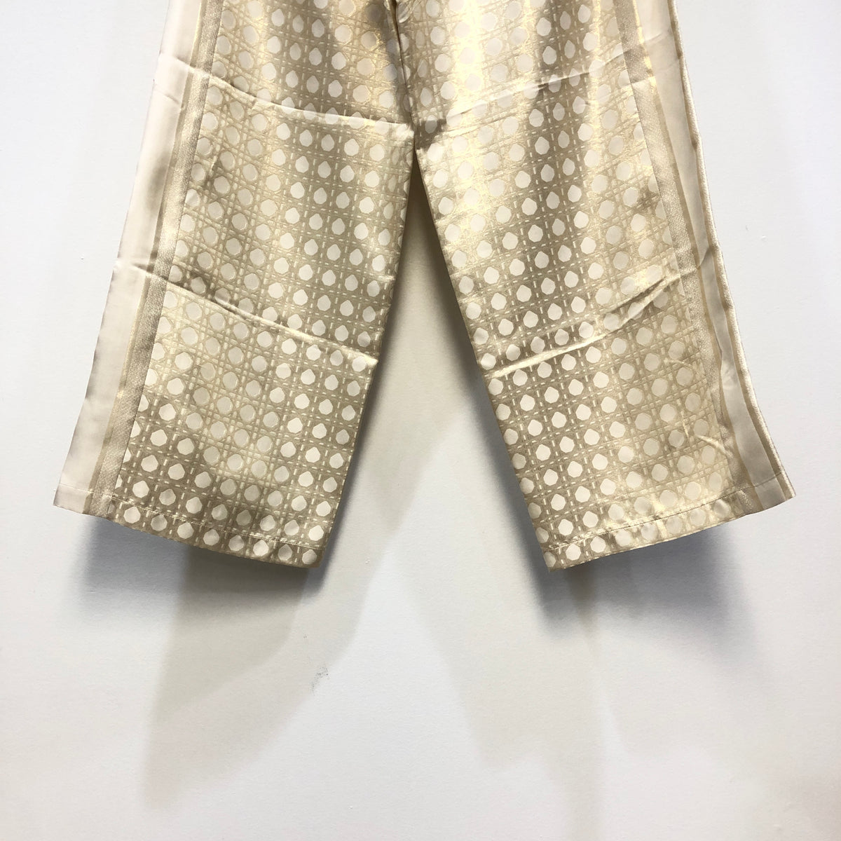 Christian Dior Gold & Beige Two Piece Shirt Wide Leg Pant Set