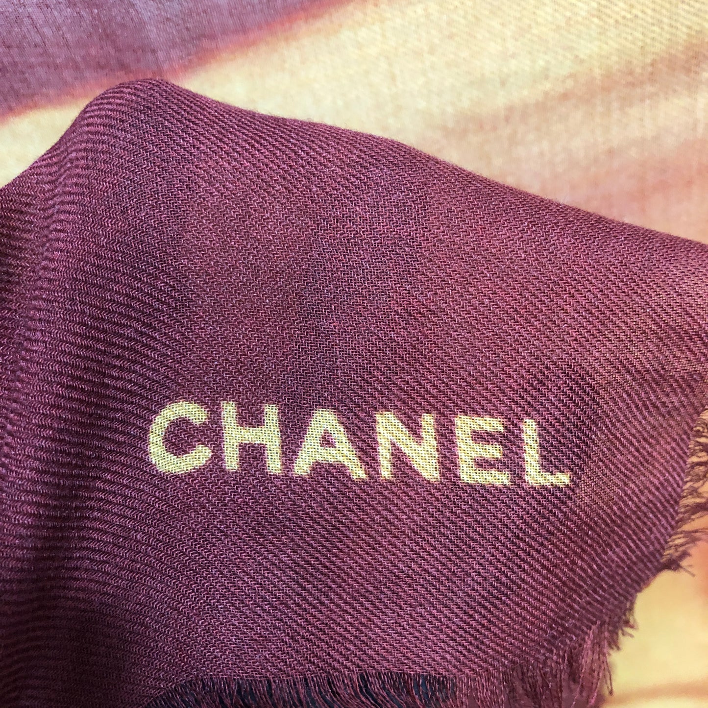 Chanel  Cashmere Silk Blend Shawl Red/Yellow Horse Print 138*190cm