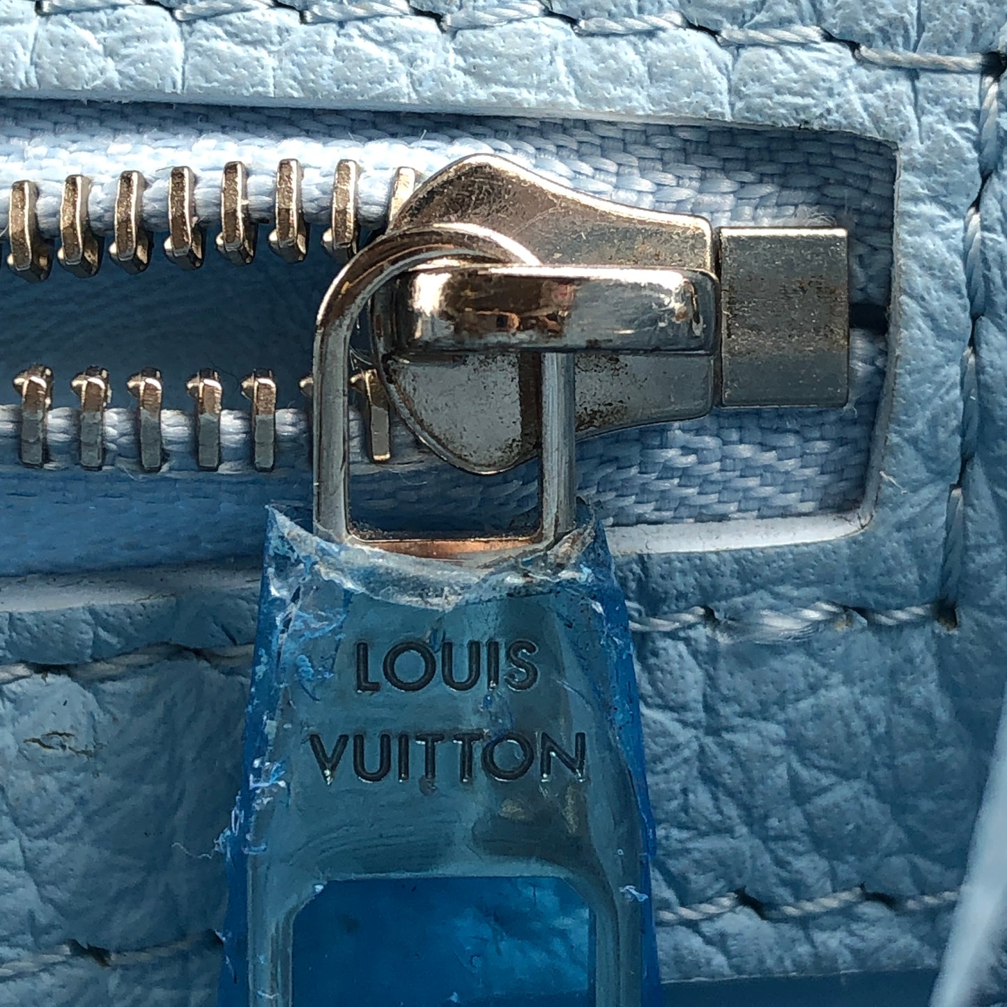 Louis Vuitton Capucines PM Taurillon Leather Handbag Red Light Blue Two-Tone