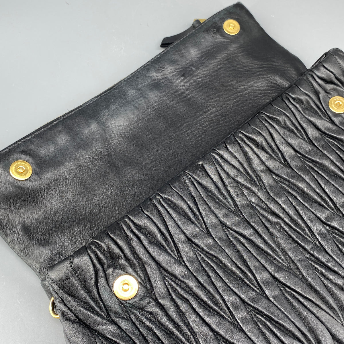 Miu Miu Matelasse Leather Crossbody Bag Black