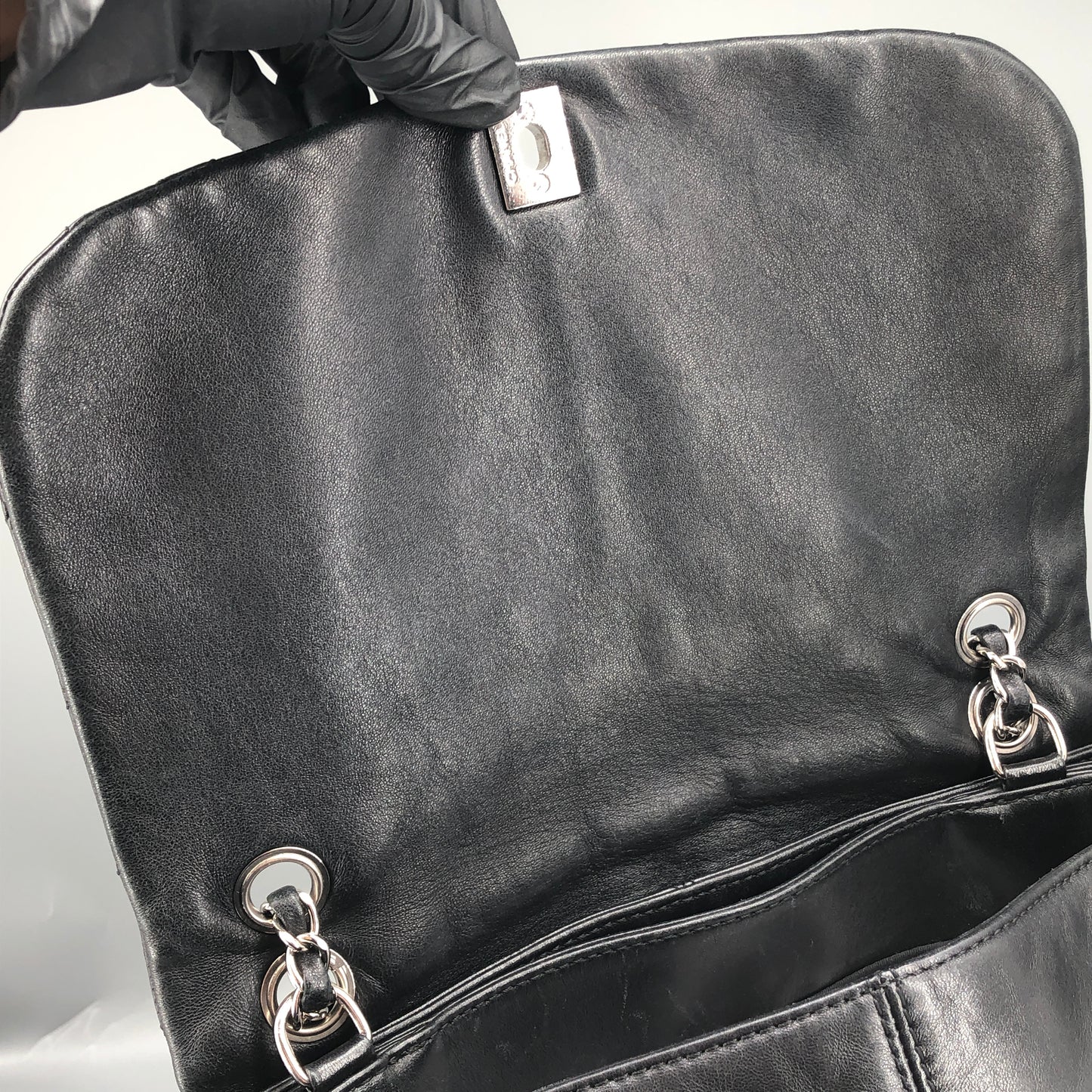 Chanel Lambskin Quilted Large Trianon Messenger Flap Black