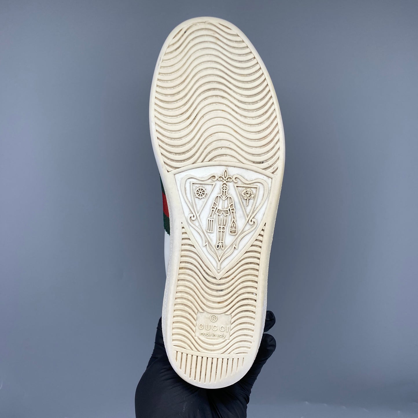 Gucci Women's White Leather Web Stripe Bee Embroidery Ace Low Top Sneakers Size 36.5