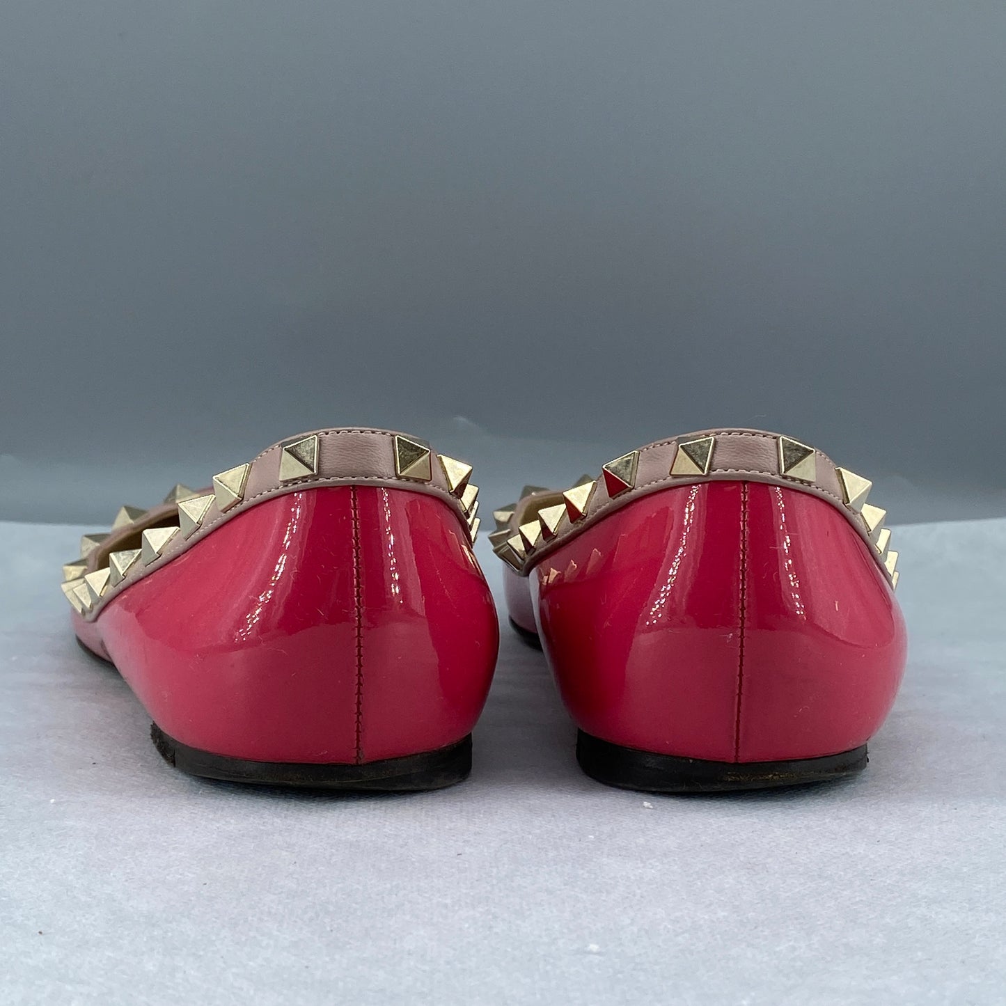 Valentino Rockstud Patent Flat Shoes Size 40 Hot Pink