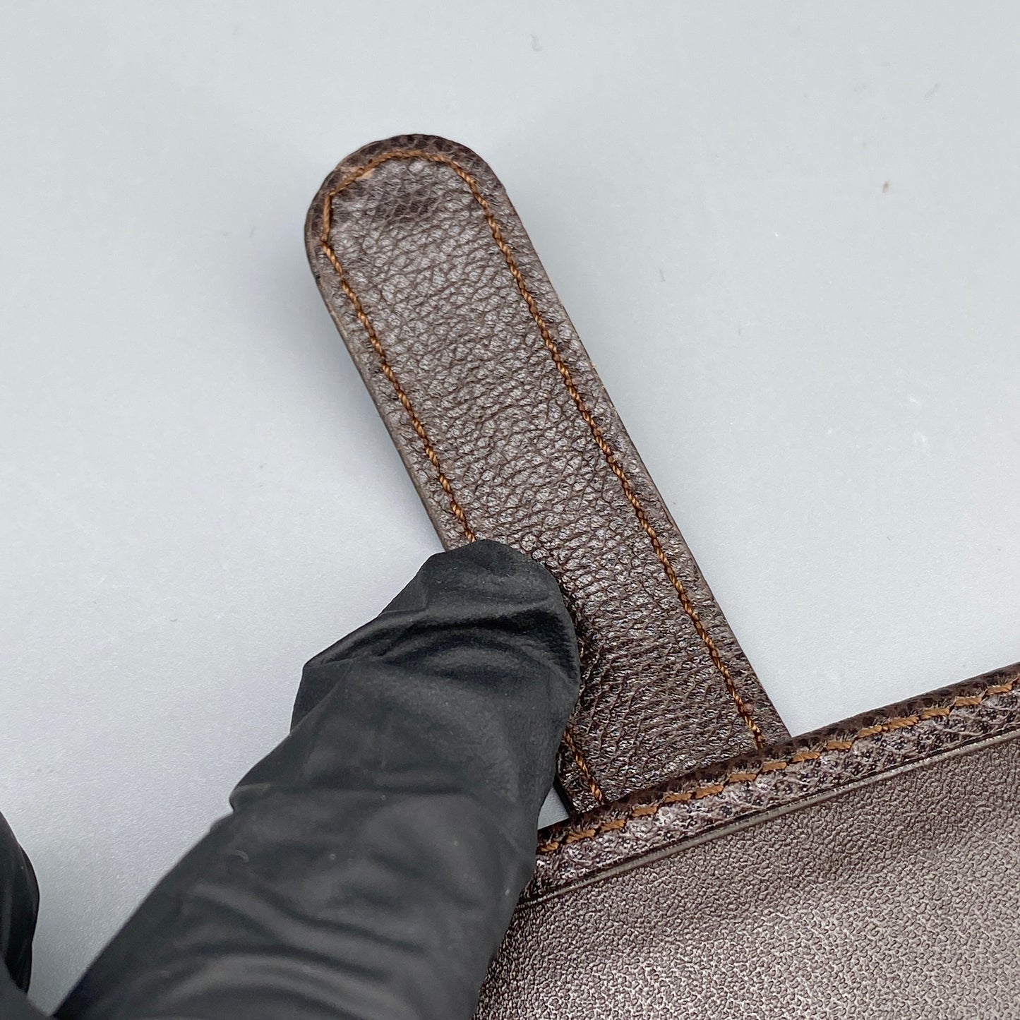 Lanvin Deep Brown Grain Leather Strap Bi-fold Short Wallet