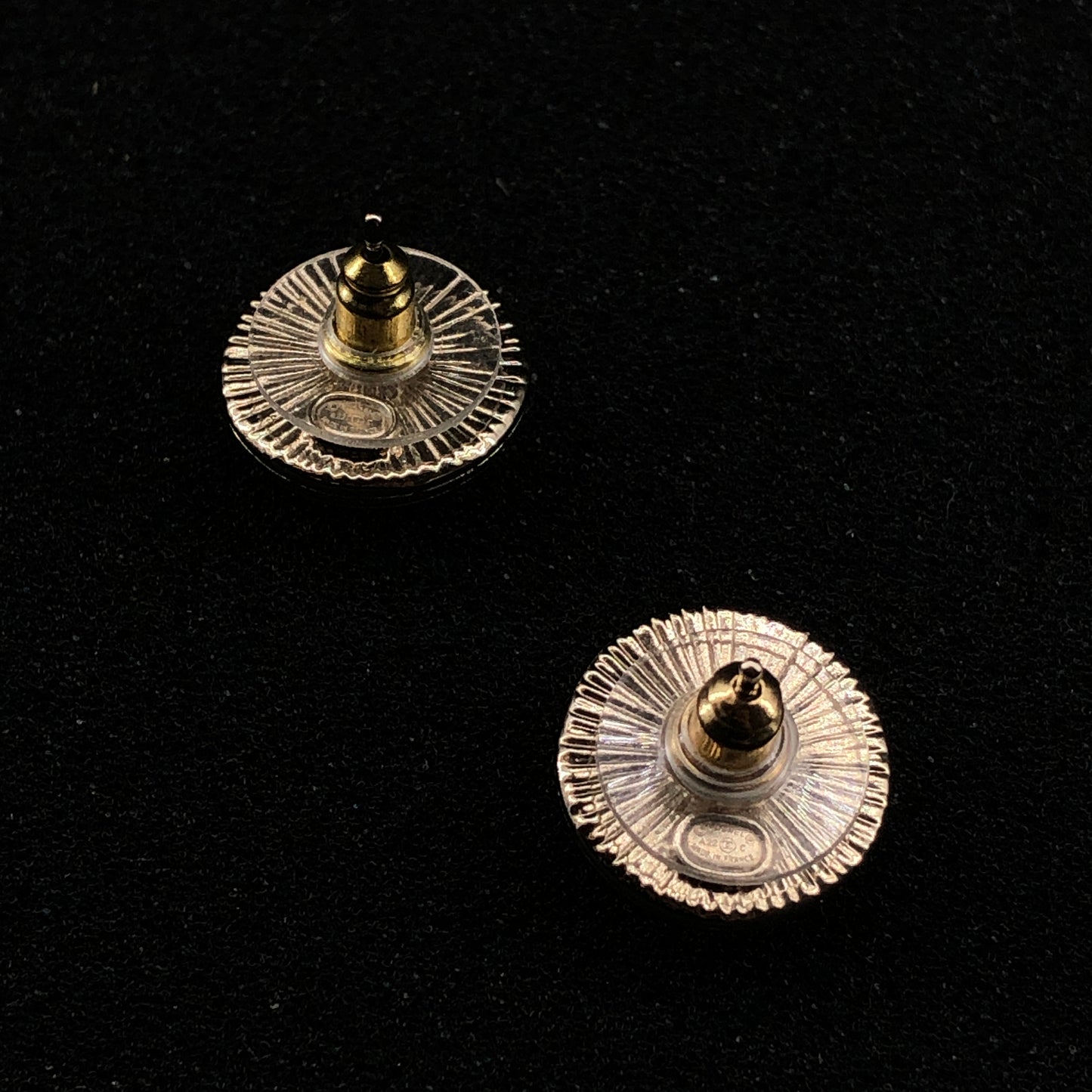 Chanel Round Double CC Stud Earrings Gold Tone 2022