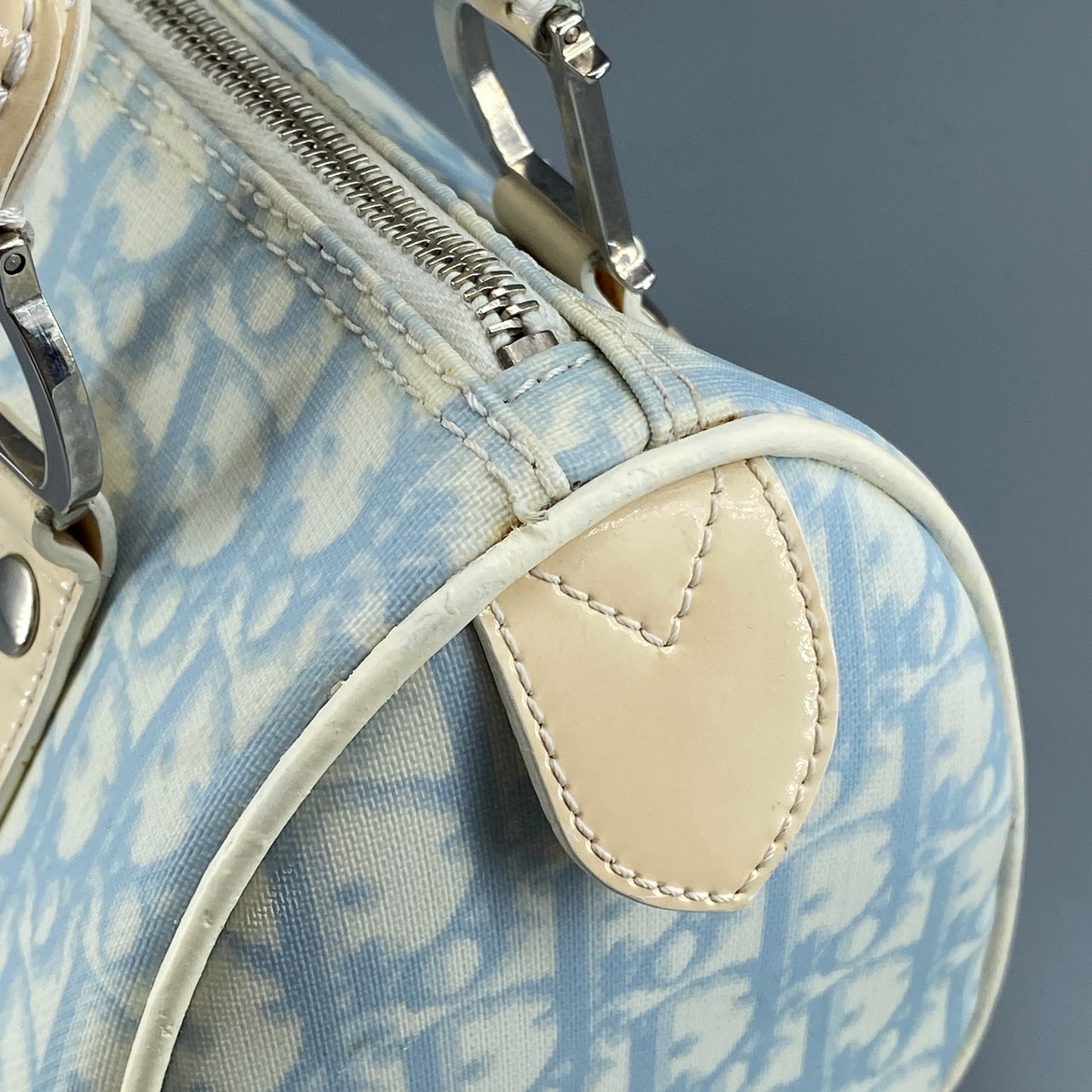 Christian Dior Vintage Oblique Boston Handbag cream/blue