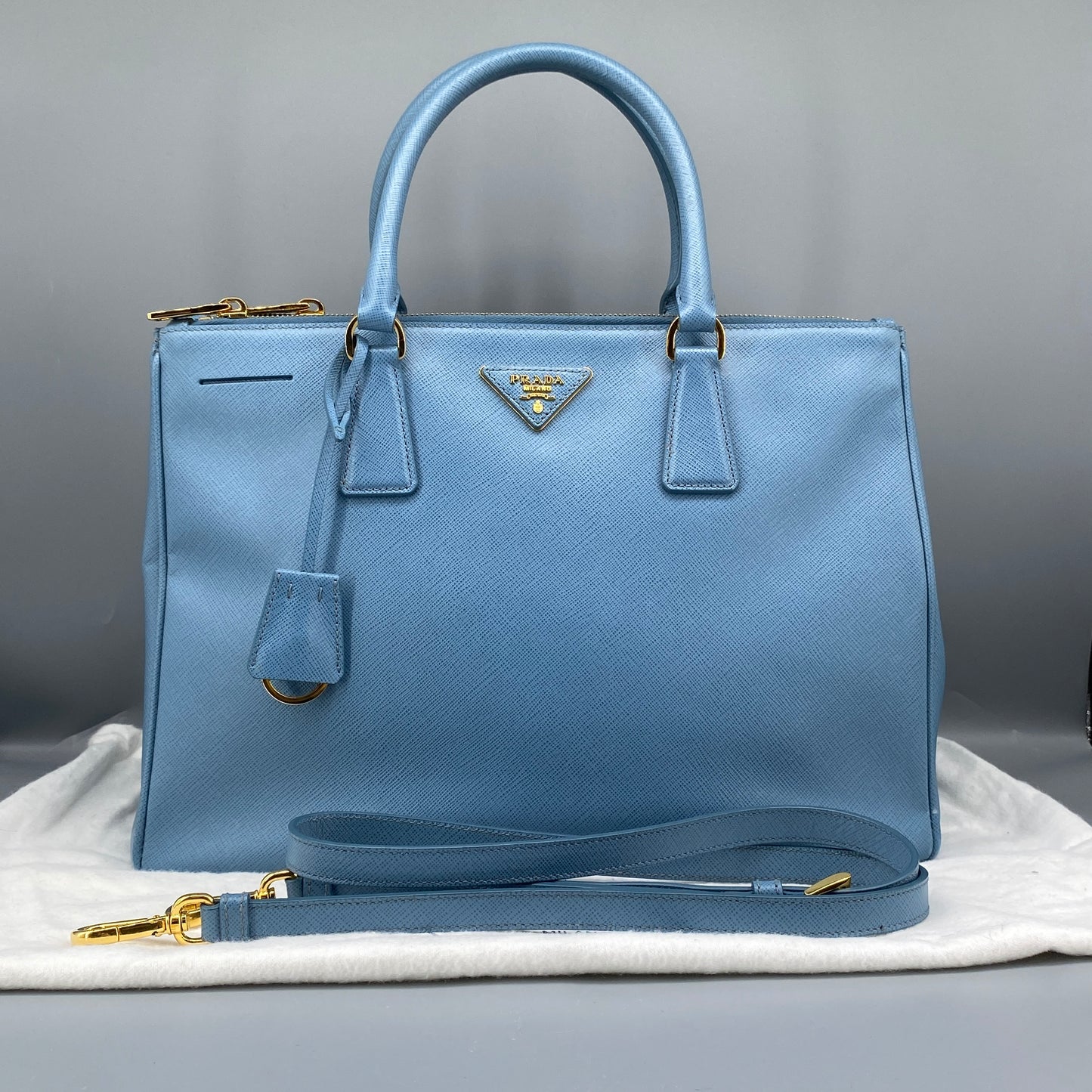 Prada Medium Blue Saffiano Galleria Handbag