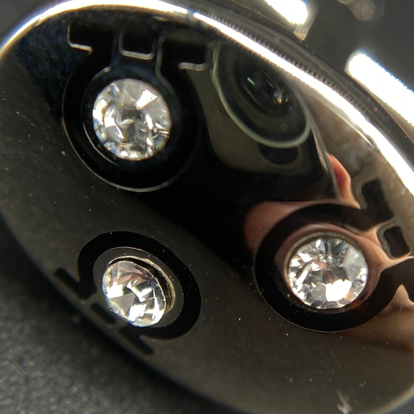 Ferragamo Silver Tone Crystal Decorated Cufflinks