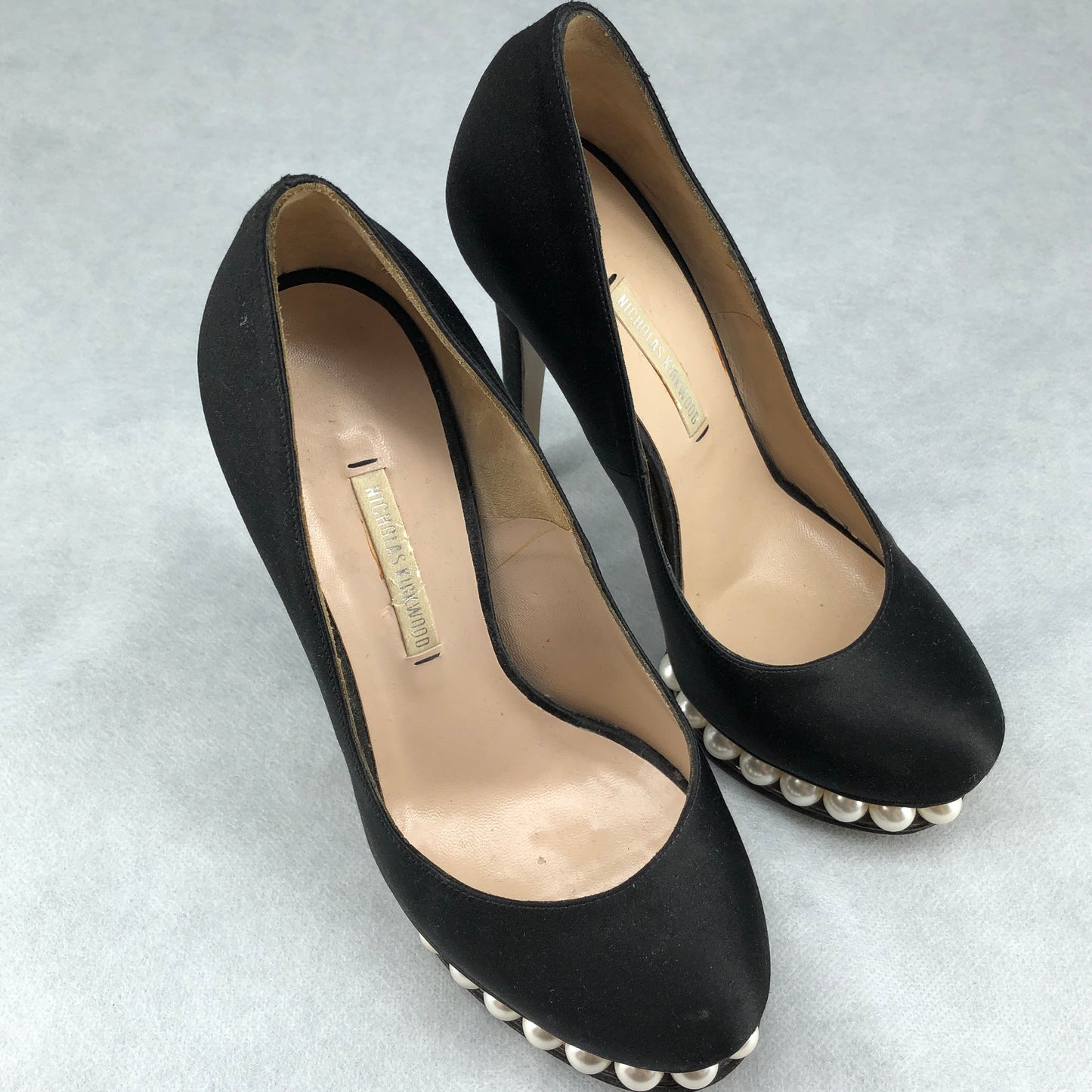 Nicholas Kirkwood Pearl-Embellished Platform Pumps 35 Black