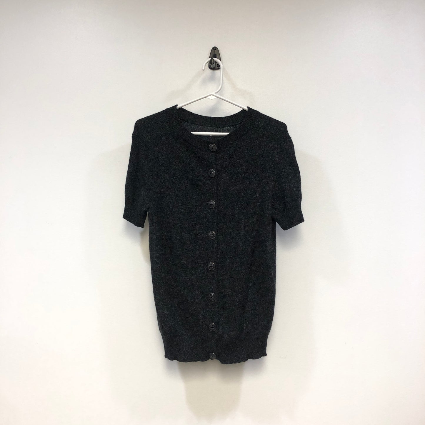 Chanel Black Short Sleeve Button Front Knit Cardigan Size 40