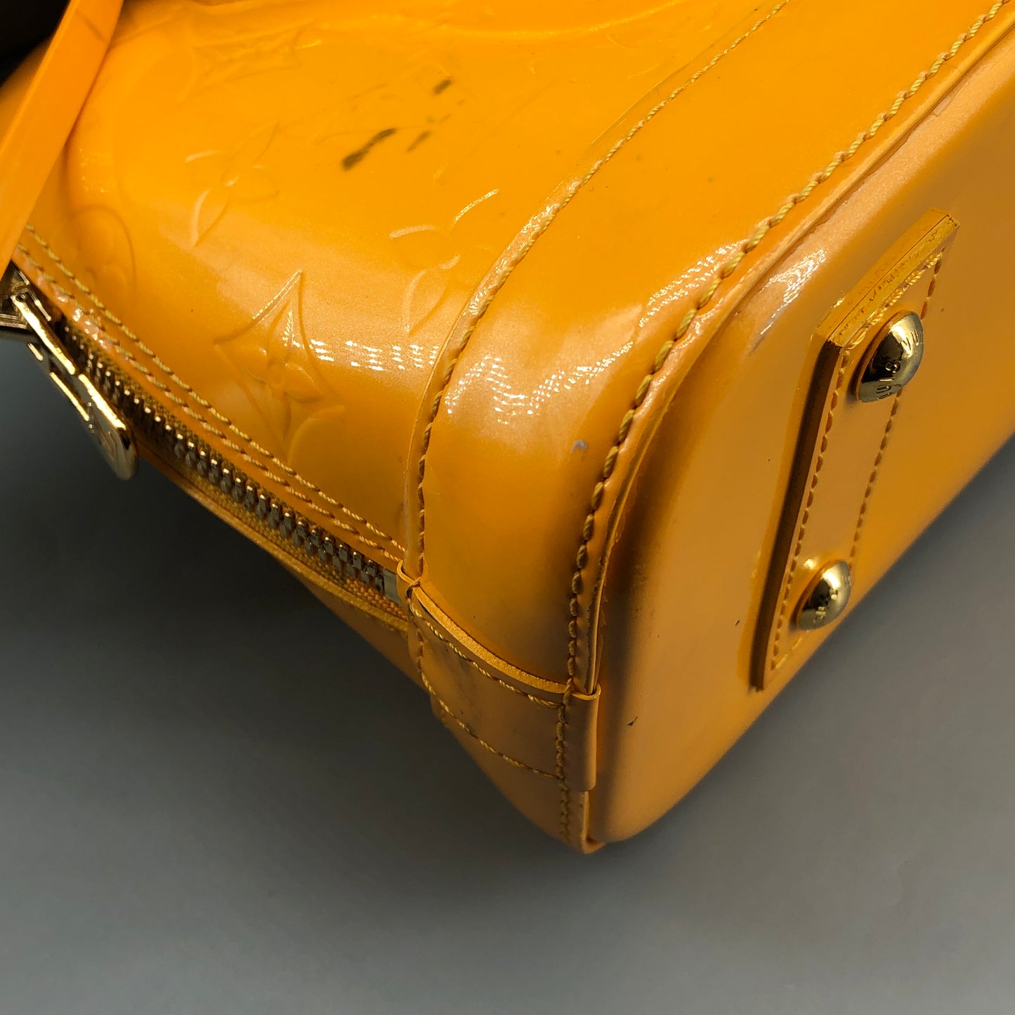 Louis Vuitton Yellow Vernis Monogram Alma Handbag Shoulder Bag