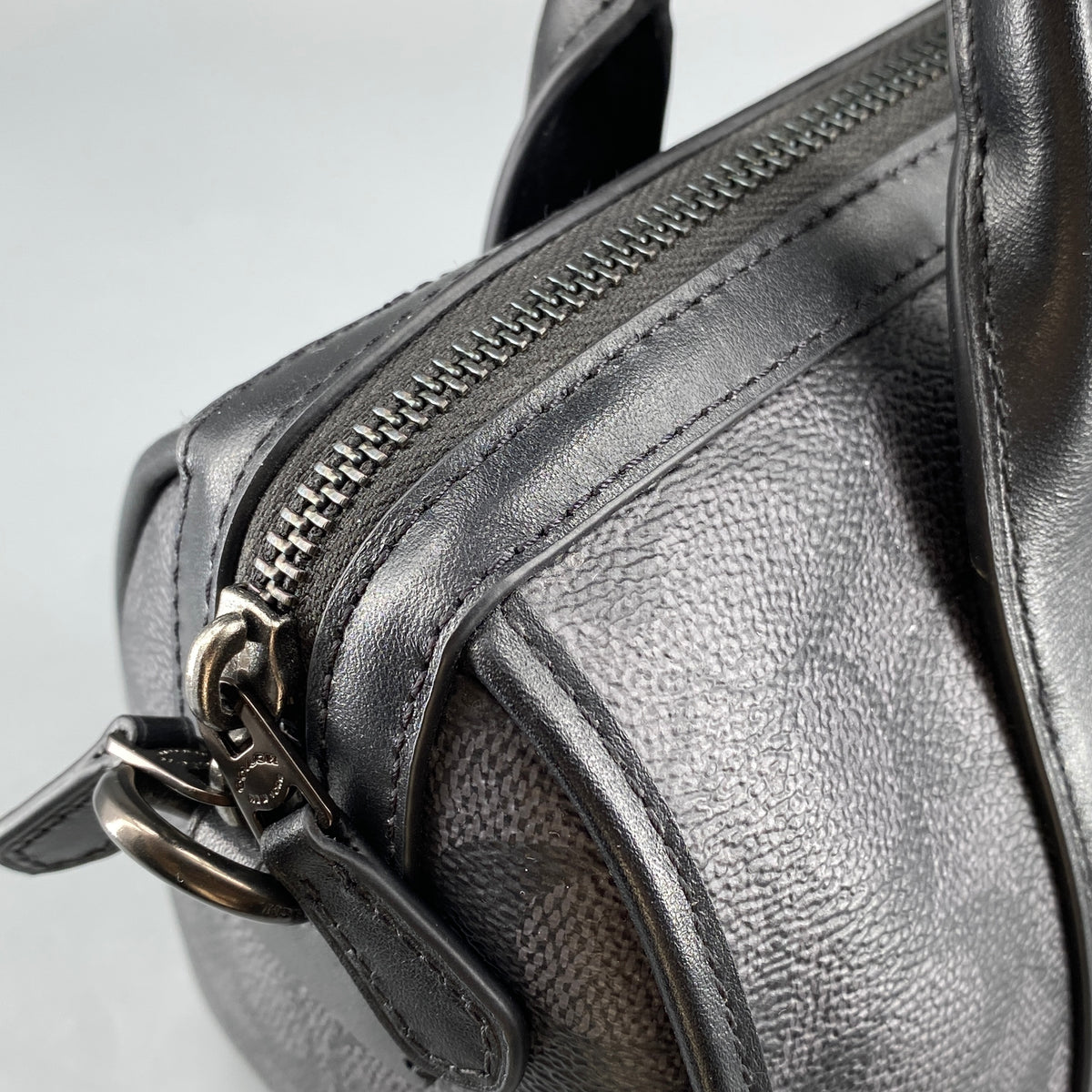 Coach Black Signature Canvas Barrel Top Handle Bag