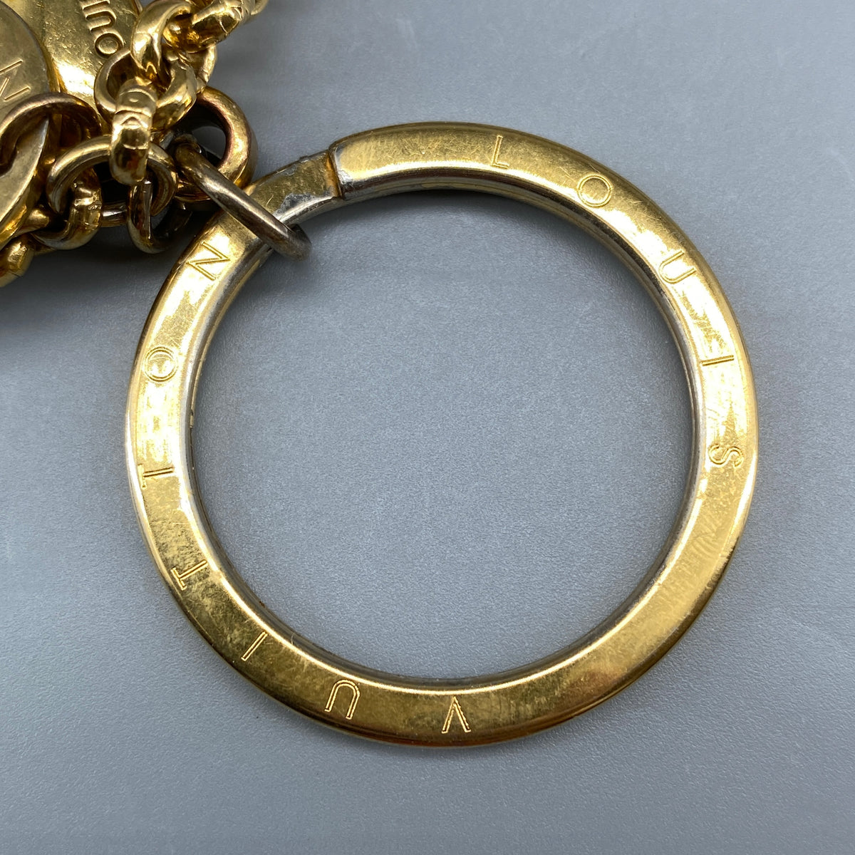 Louis Vuitton Gold Tone Multicolor Flower Key Charm Keychain