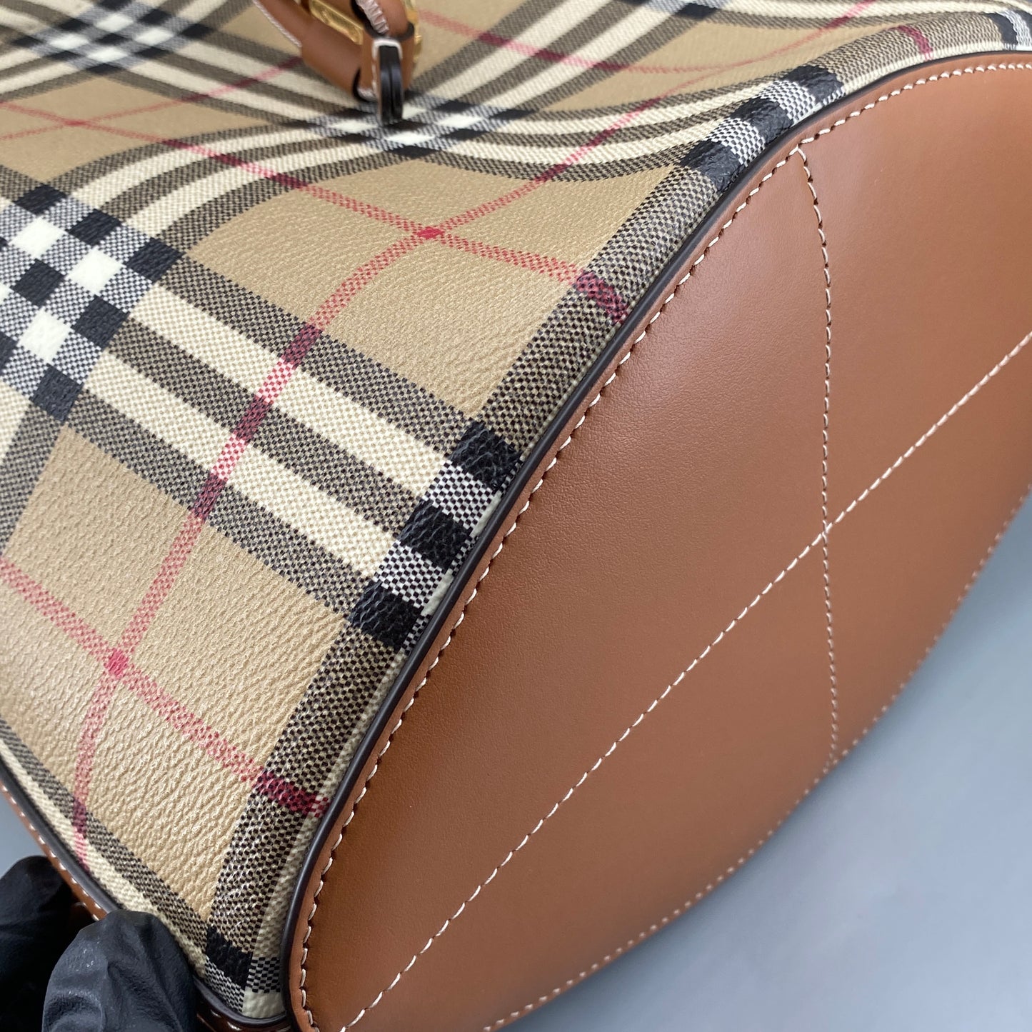 Burberry Beige Vintage Check Drawstring Bucket Bag