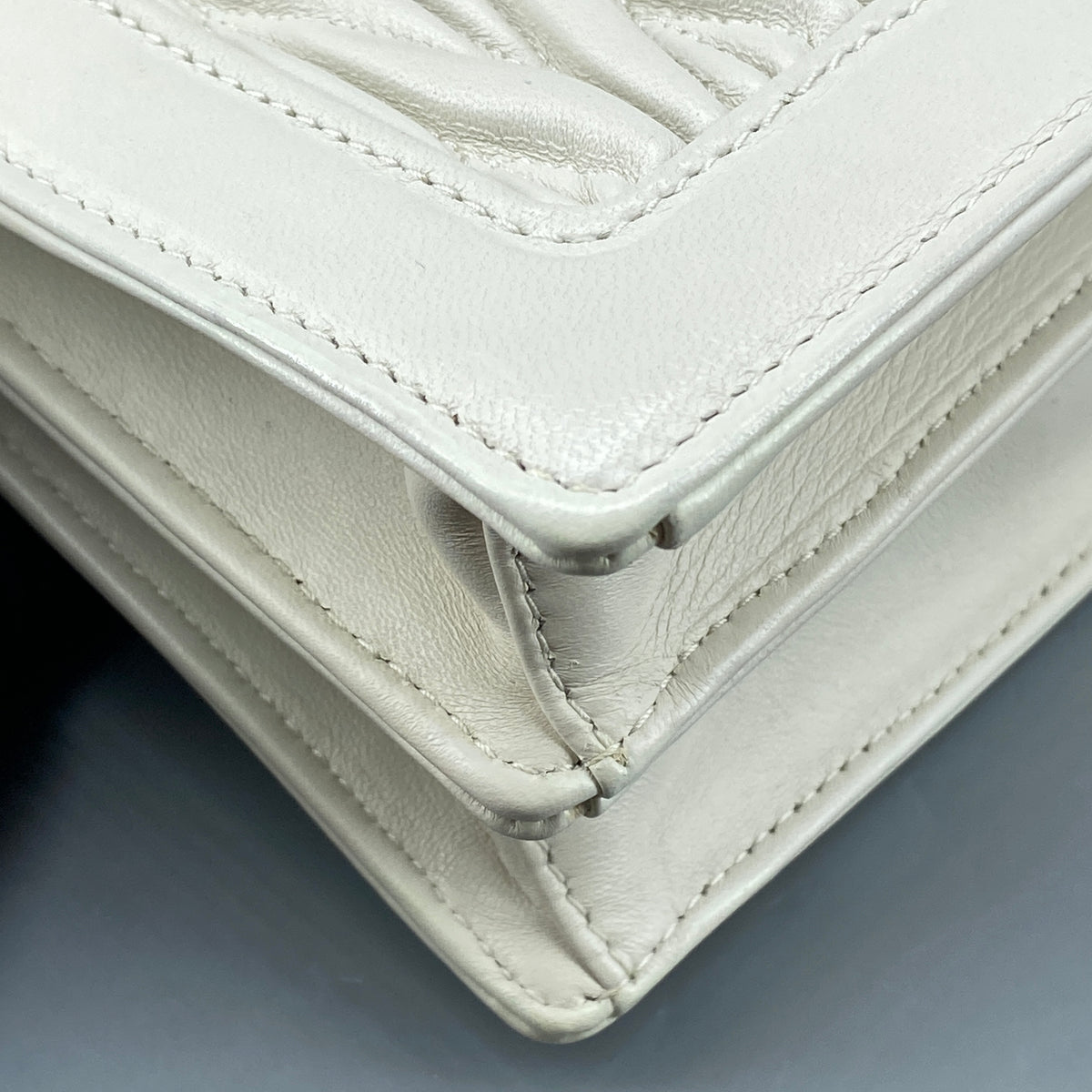 Miu Miu Confidential Matelassé  Crossbody Bag White Leather